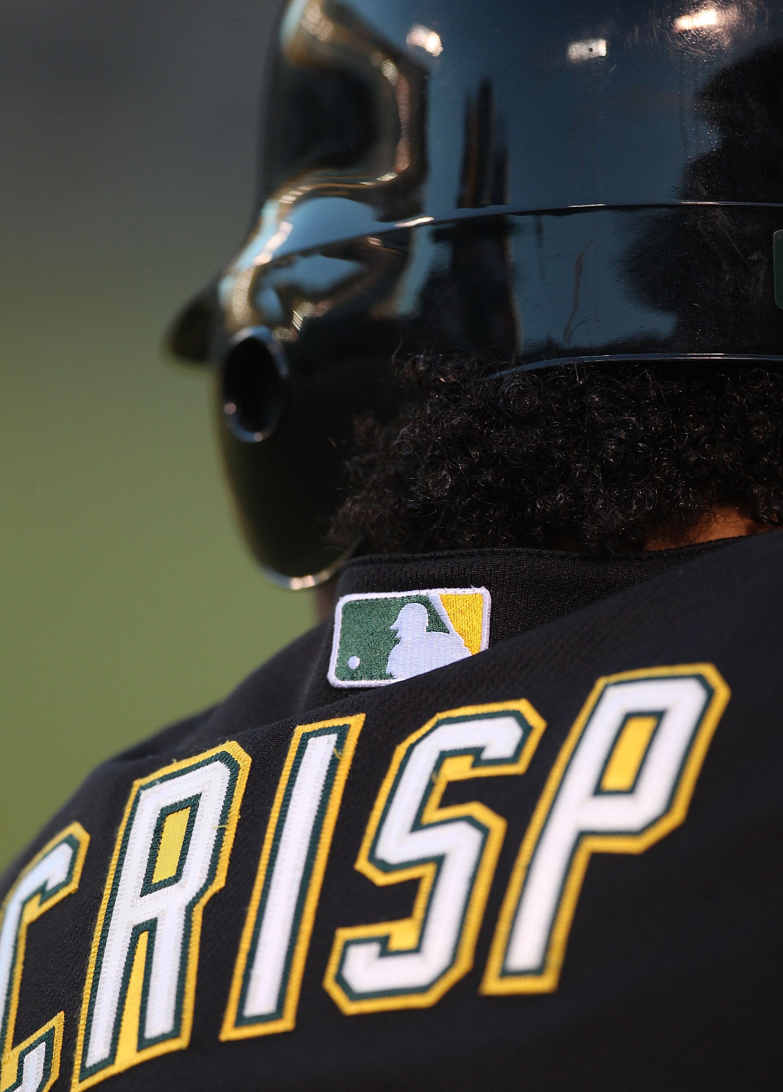 OAKLAND, CA - SEPTEMBER 03:  Coco Crisp #4 of the Oakland Athletics waits to bat against the Los Angeles Angels of Anaheim during a Major League Baseball game at the Oakland-Alameda County Coliseum on September 3, 2010 in Oakland, California.  (Photo by J