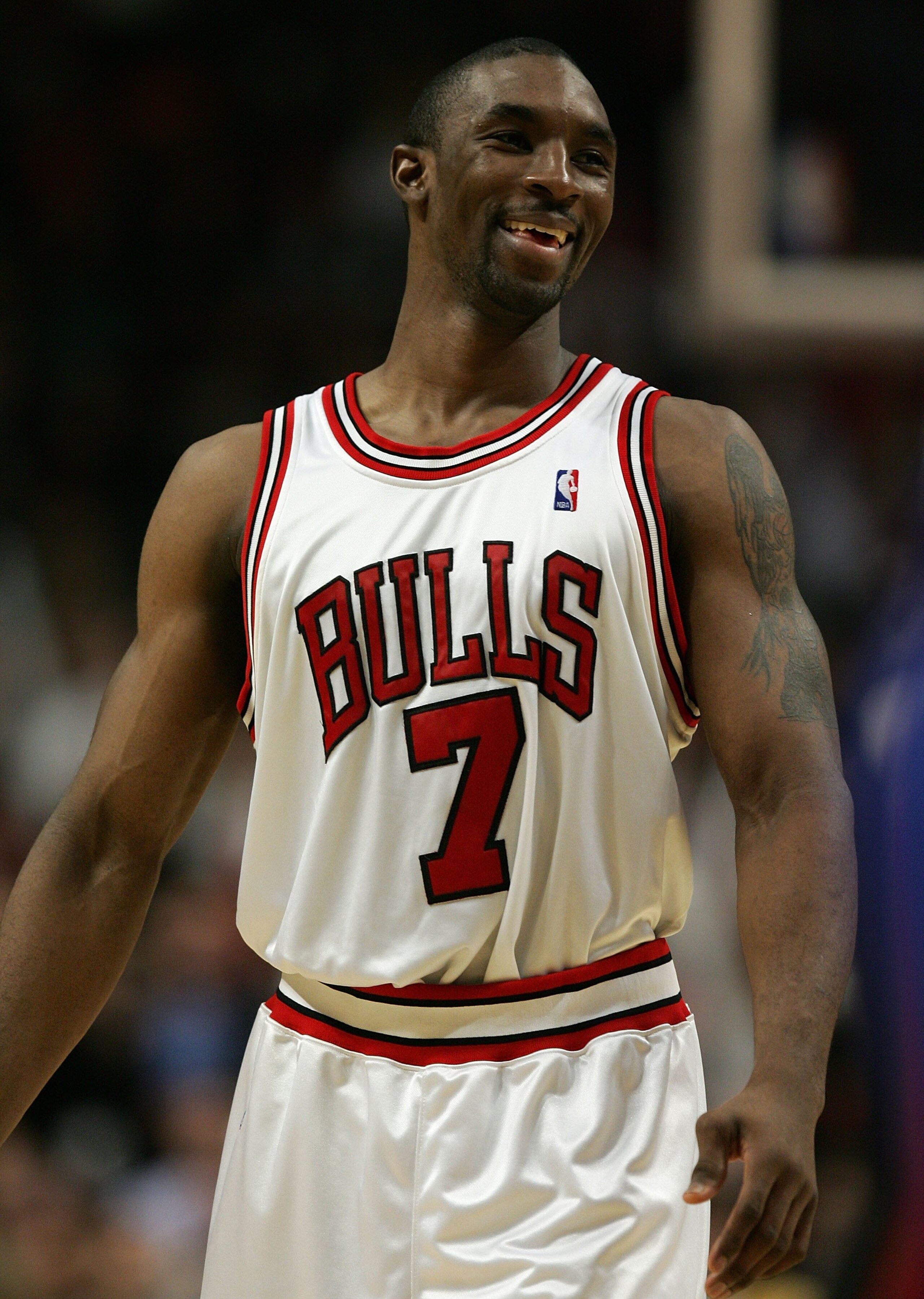 CHICAGO - NOVEMBER 28:  Ben Gordon #7 of the Chicago Bulls smiles as he looks on against the New York Knicks November 28, 2006 at the United Center in Chicago, Illinois. The Bulls won 102-85. NOTE TO USER: User expressly acknowledges and agrees that, by d