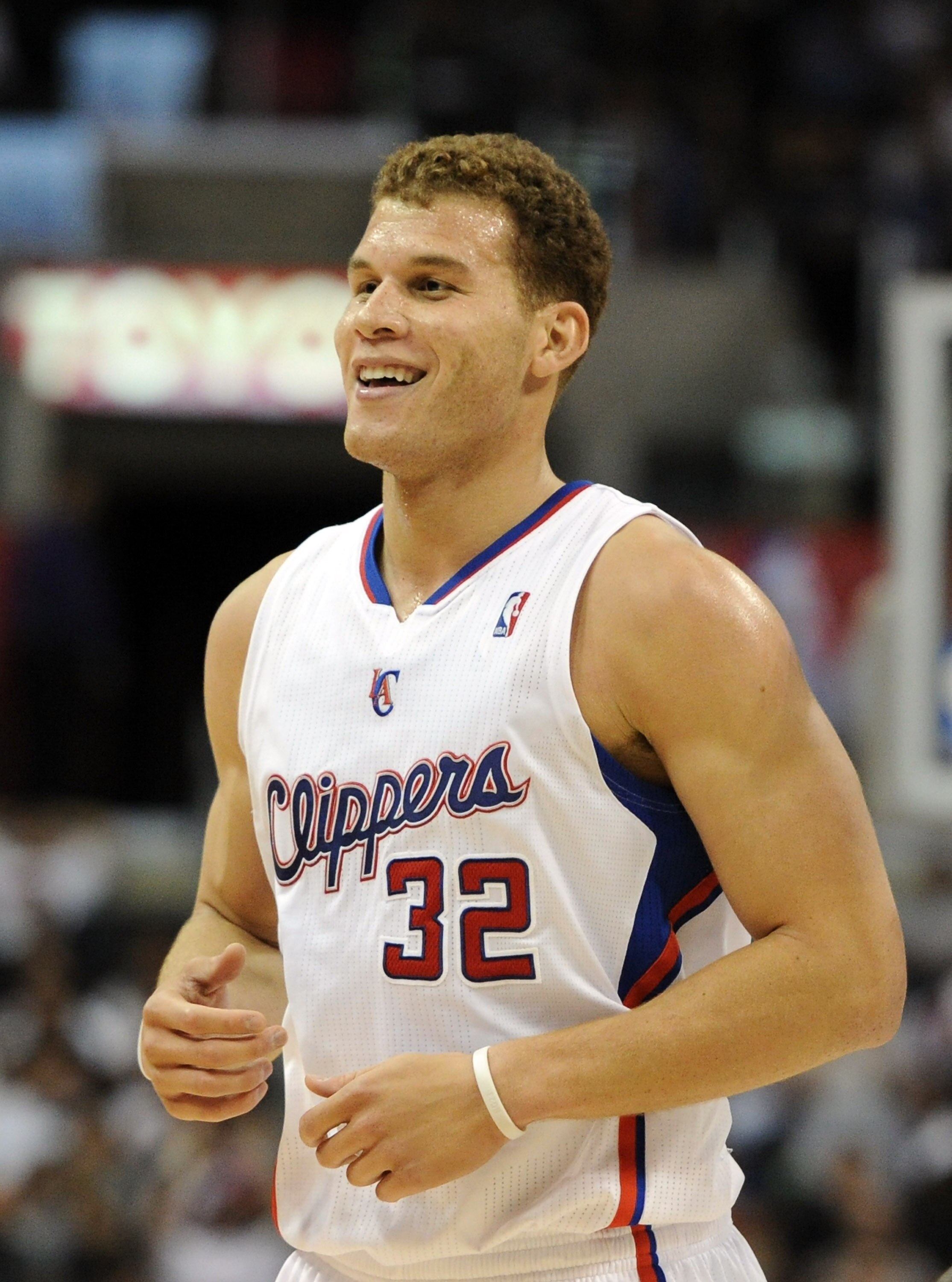 LOS ANGELES, CA - OCTOBER 27:  Blake Griffin #32 of the Los Angeles Clippers smiles as he heads to the bench during the first half against the Portland Trail Blazers at Staples Center on October 27, 2010 in Los Angeles, California. NOTE TO USER: User expr