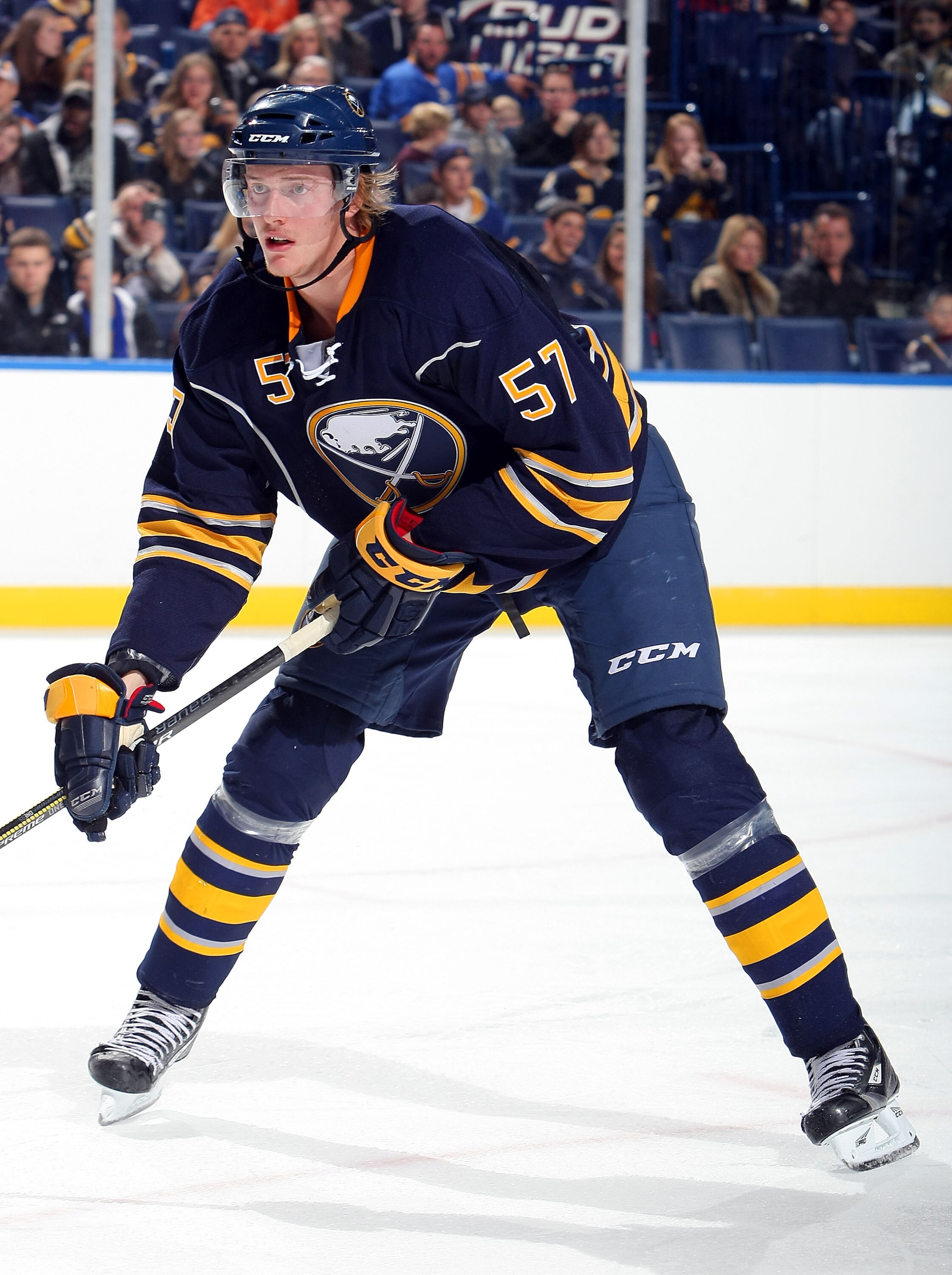 BUFFALO - OCTOBER 3:  Tyler Myers #57 of the Buffalo Sabres skates against the Philadelphia Flyers during their NHL game at HSBC Arena October 3, 2010 in Buffalo, New York. The Sabres won 9-3. (Photo By Dave Sandford/Getty Images)