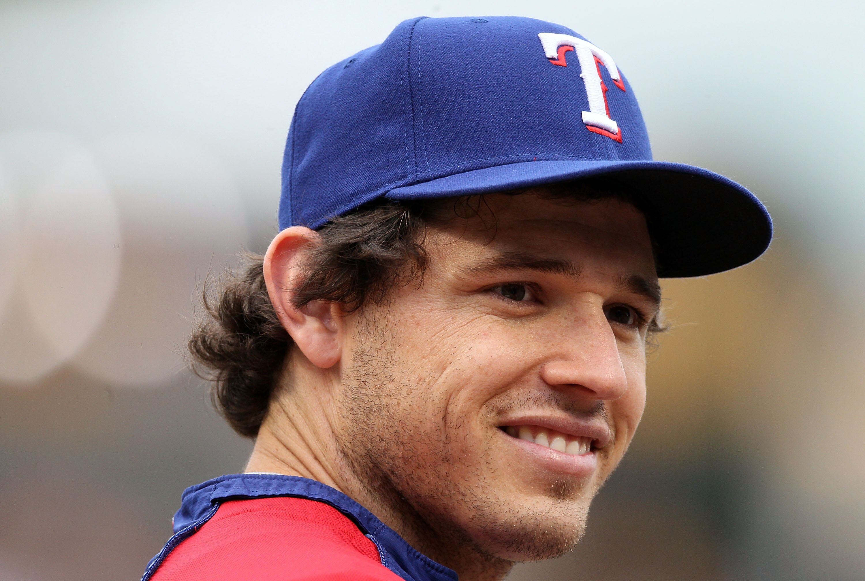 SAN FRANCISCO - OCTOBER 27:  Ian Kinsler #5 of the Texas Rangers looks on during batting practice before Game One of the 2010 MLB World Series against the San Francisco Giants at AT&T Park on October 27, 2010 in San Francisco, California.  (Photo by Elsa/