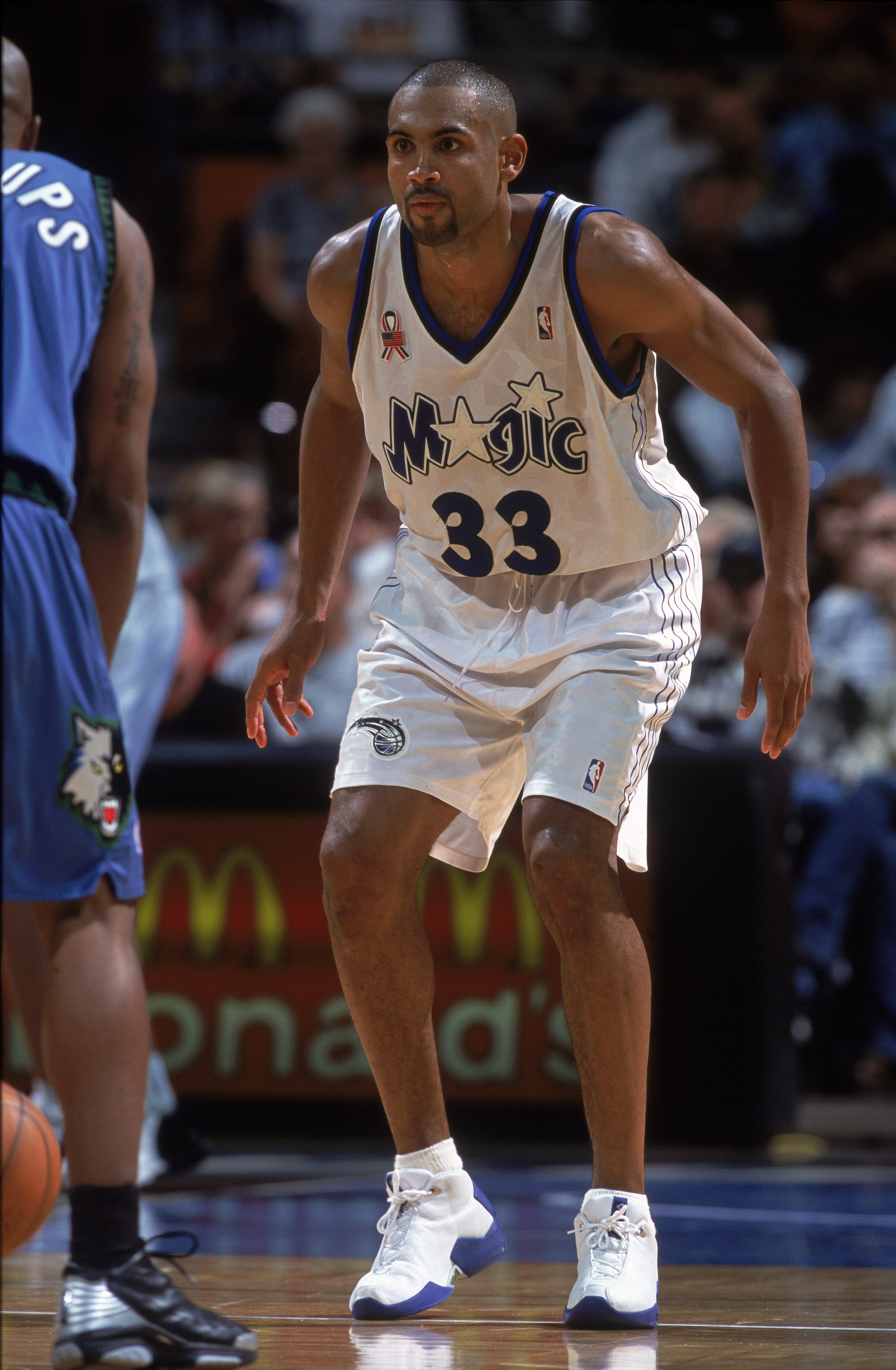21 Nov 2001:  Forward Grant Hill #33 of the Orlando Magic plays defense during the NBA game against the Minnesota Timberwolves at TD Waterhouse Centre in Orlando, Florida.  The Magic defeated the Timberwolves 117-106.  Mandatory Credit: Andy Lyons/Getty I