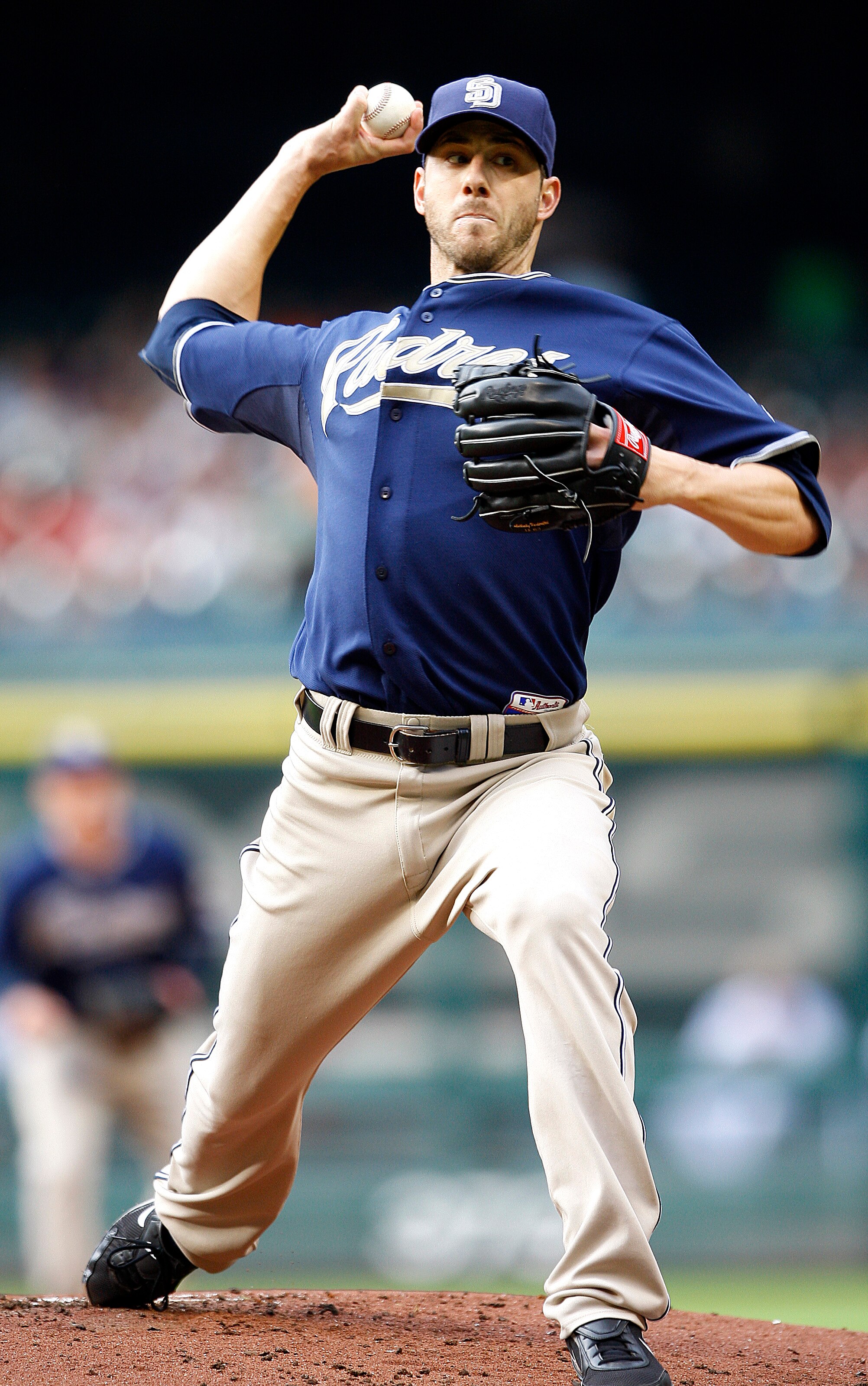 HOUSTON - MAY 08:  Pitcher Jon Garland #27 of the San Diego Padres throws in the first inning againt the Houston Astros at Minute Maid Park on May 8, 2010 in Houston, Texas.  (Photo by Bob Levey/Getty Images)