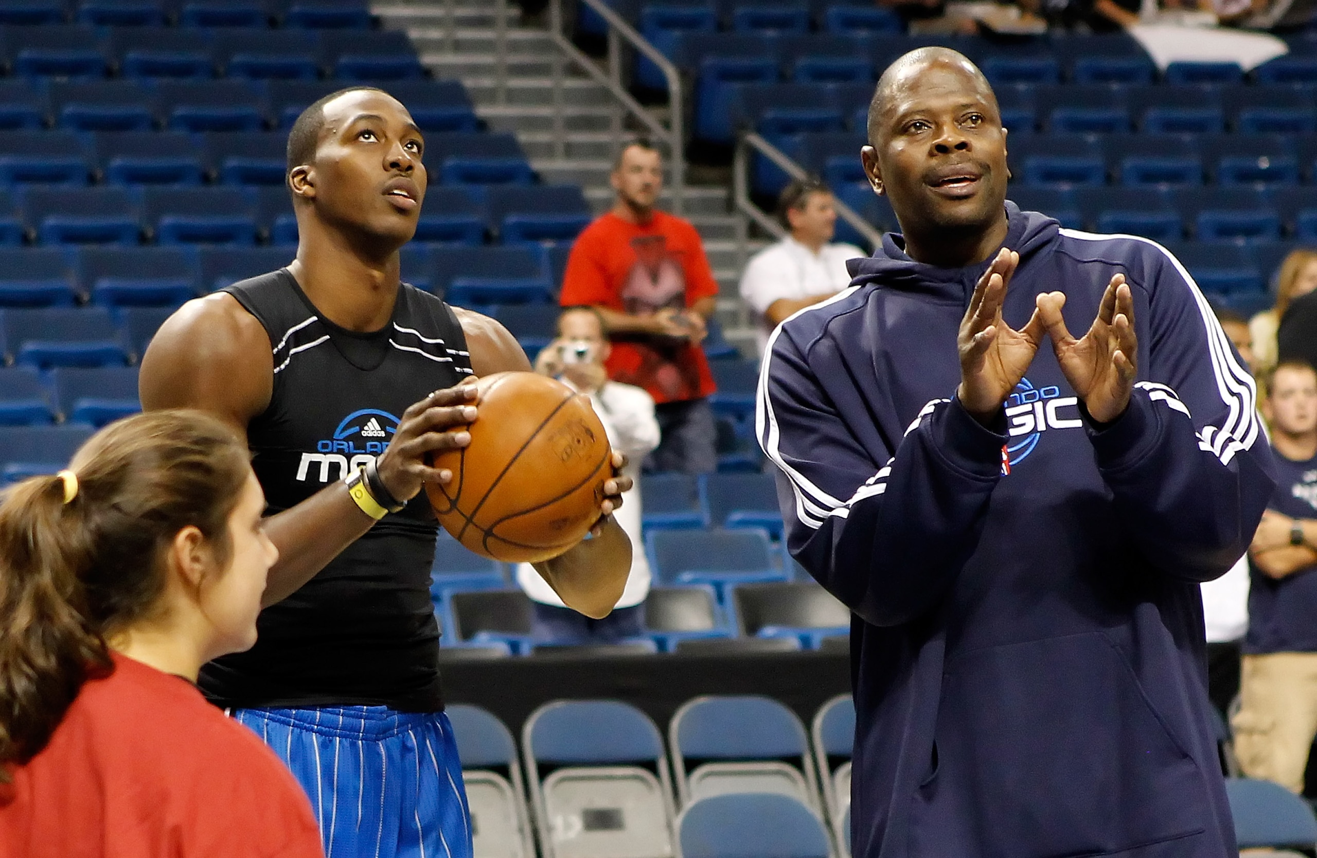 TAMPA, FL - OCTOBER 22:  Center Dwight Howard #12 of the Orlando Magic warms up prior to game against the Miami Heat at the St. Pete Times Forum on October 22, 2010 in Tampa, Florida. The game was cancelled due to a slippery floor.  NOTE TO USER: User exp