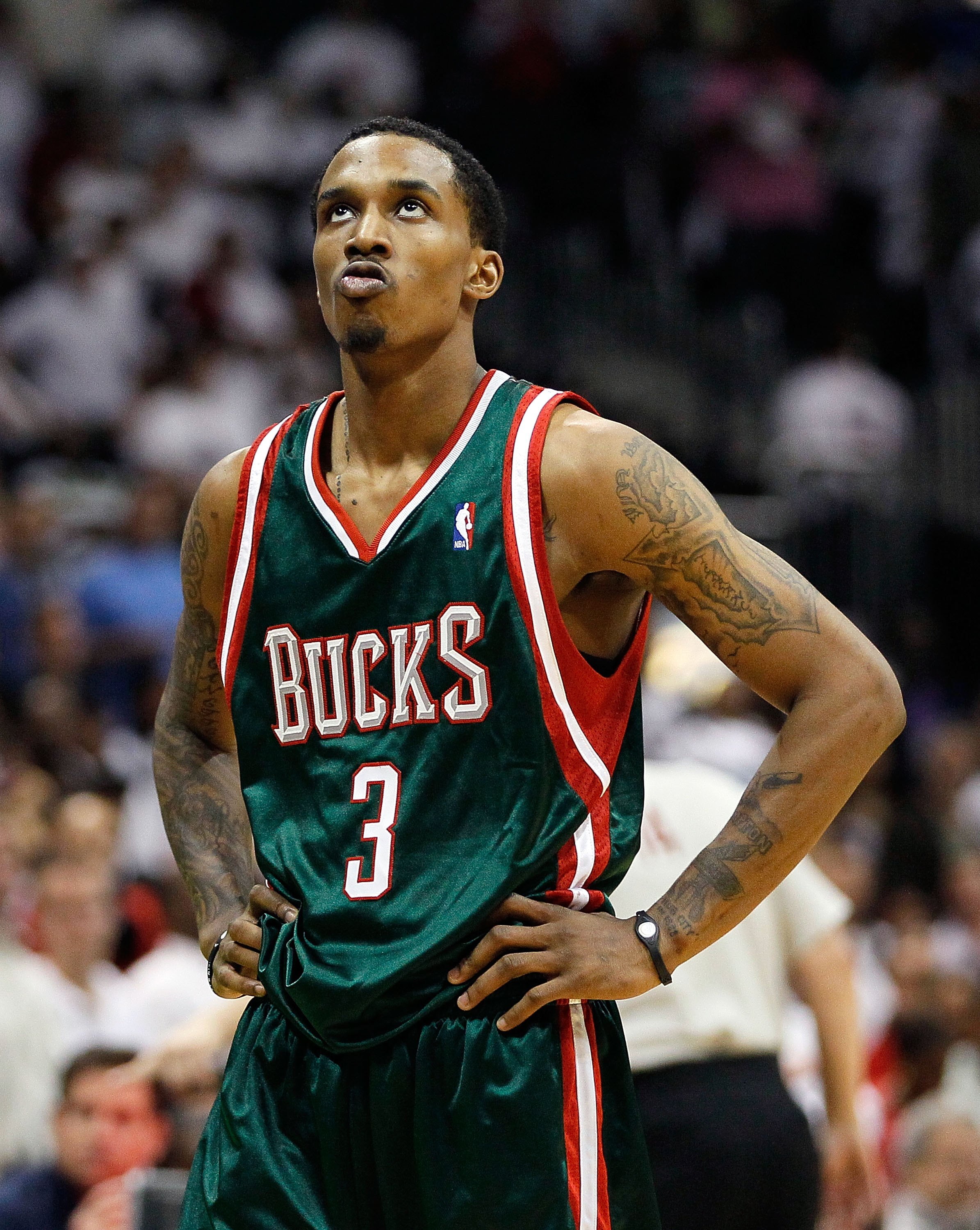 ATLANTA - APRIL 28:  Brandon Jennings #3 of the Milwaukee Bucks against the Atlanta Hawks during Game Five of the Eastern Conference Quarterfinals of the 2010 NBA Playoffs at Philips Arena on April 28, 2010 in Atlanta, Georgia.  NOTE TO USER: User express