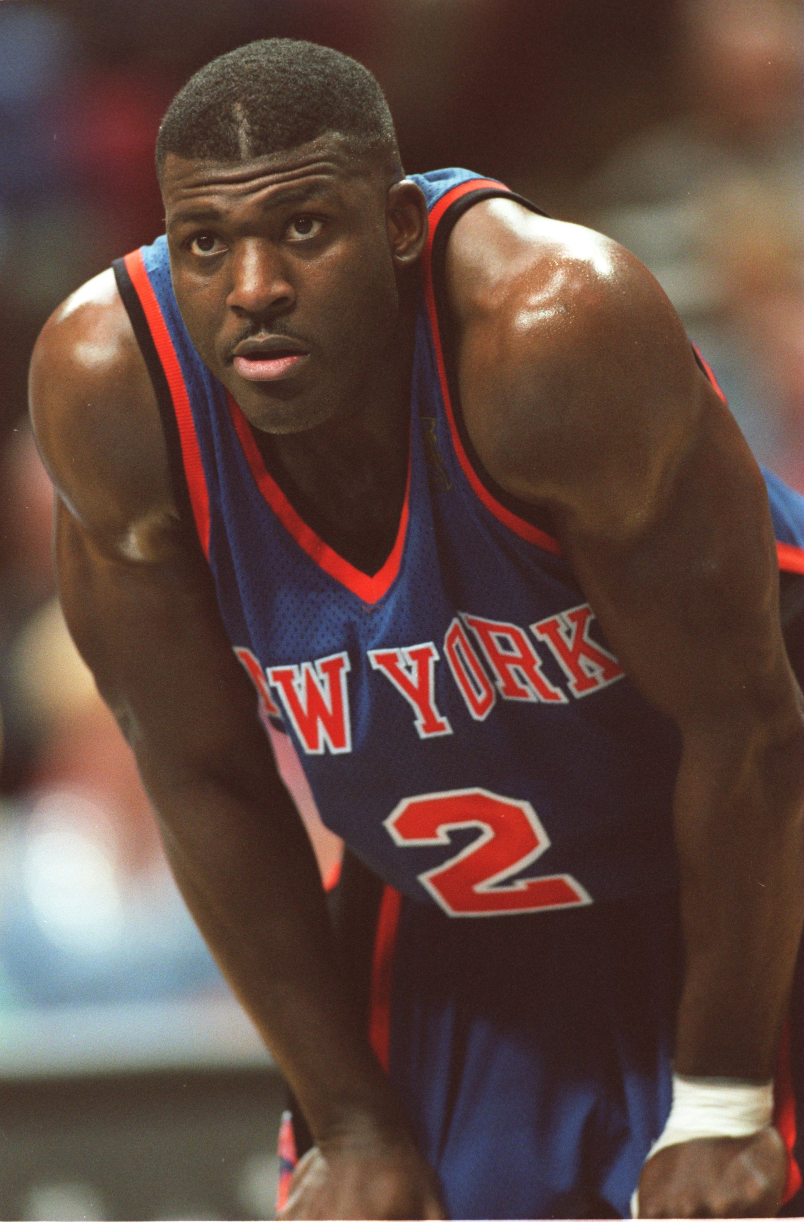 19 Nov 1996:  Larry Johnsov of the New York Knicks during the Knicks 92-88 win over the Orlando Magic at the Orlando Arena in Orlando, Florida.  Mandatory Credit: Andy Lyons/Allsport