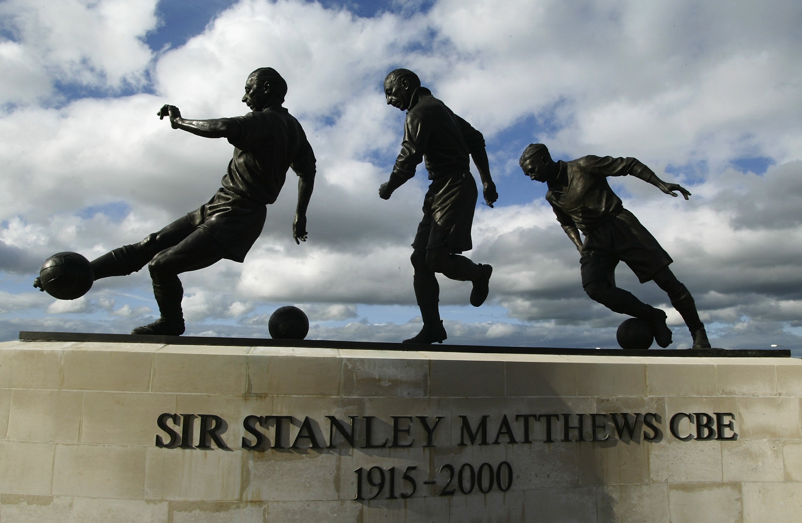 STOKE - 17 MAY:  General view of the Sir Stanley Matthews Statue at the Britannia Stadium, home of Stoke City FC in Stoke, England on May 17, 2002. Matthews made 355 appearances for Stoke in two spells scoring 62 goals from 1932 to '47 and 1961 to '65. (p