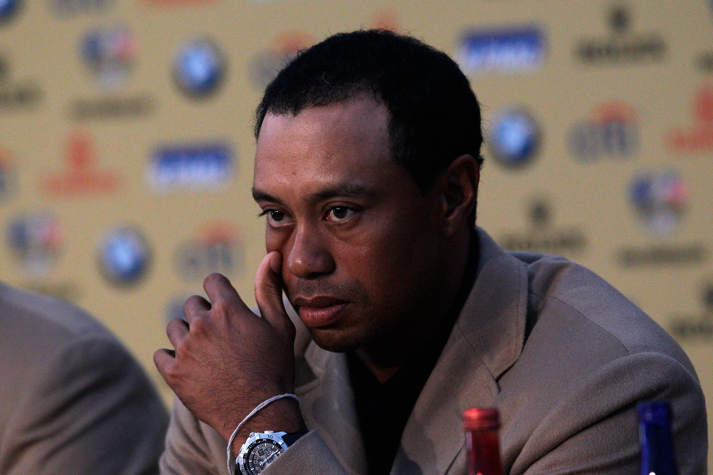 NEWPORT, WALES - OCTOBER 04:  Tiger Woods of Team USA attends a press conference following Europe's 14.5 to 13.5 victory over the USA at the 2010 Ryder Cup at the Celtic Manor Resort on October 4, 2010 in Newport, Wales.  (Photo by Sam Greenwood/Getty Ima