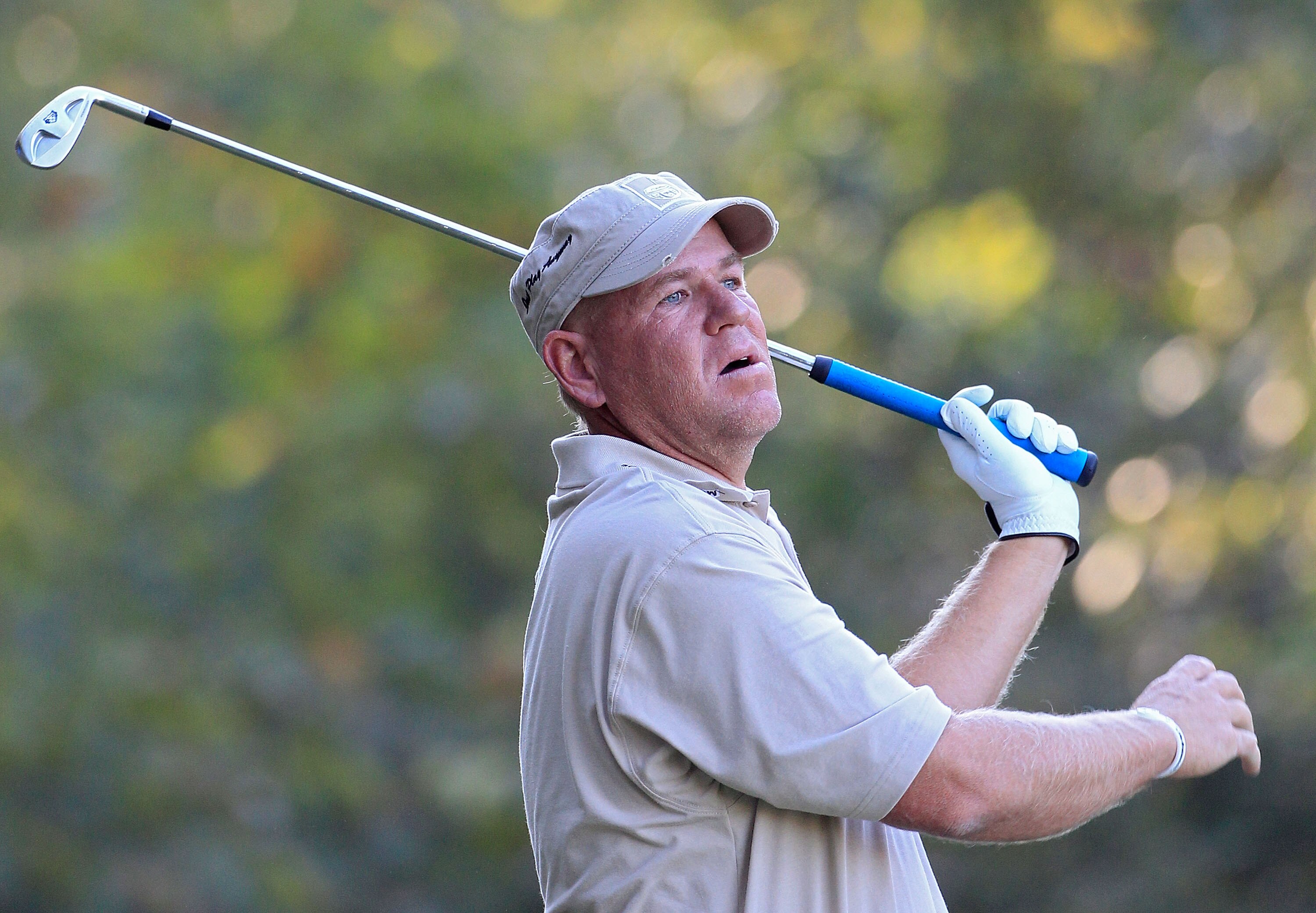 MADISON, MS - SEPTEMBER 30:  John Daly reacts to an errant shot during the first round of the Viking Classic held at Annandale Golf Club on September 30, 2010 in Madison, Mississippi.  (Photo by Michael Cohen/Getty Images)
