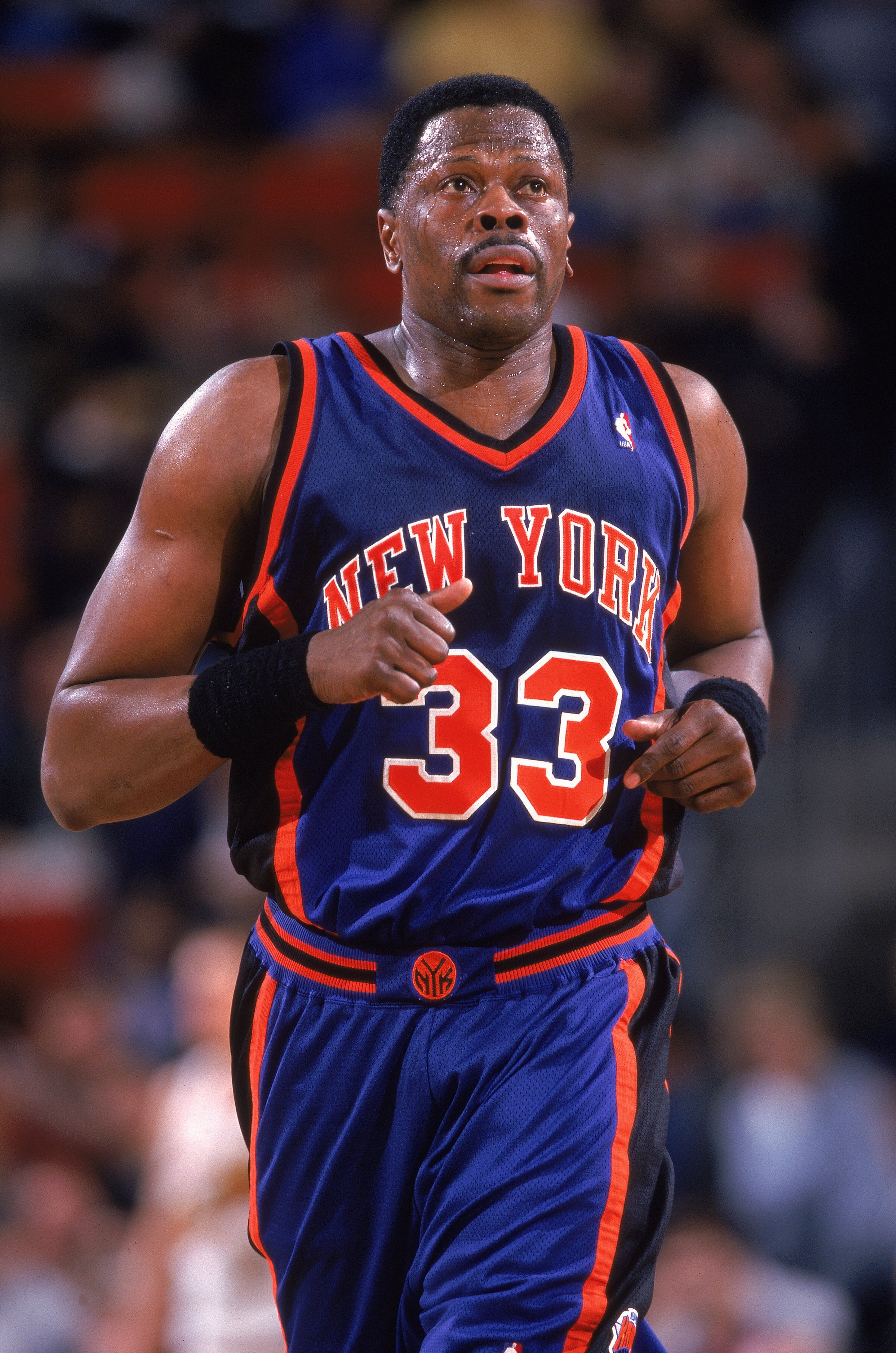 29 Mar 2000: Patrick Ewing #33 of the New York Knicks jogs down the   court during a game against the Seattle SuperSonics at Key Arena in Seattle, Washington. The Knicks defeated the SuperSonics 110-95.   Mandatory Credit: Otto Greule Jr.  /Allsport