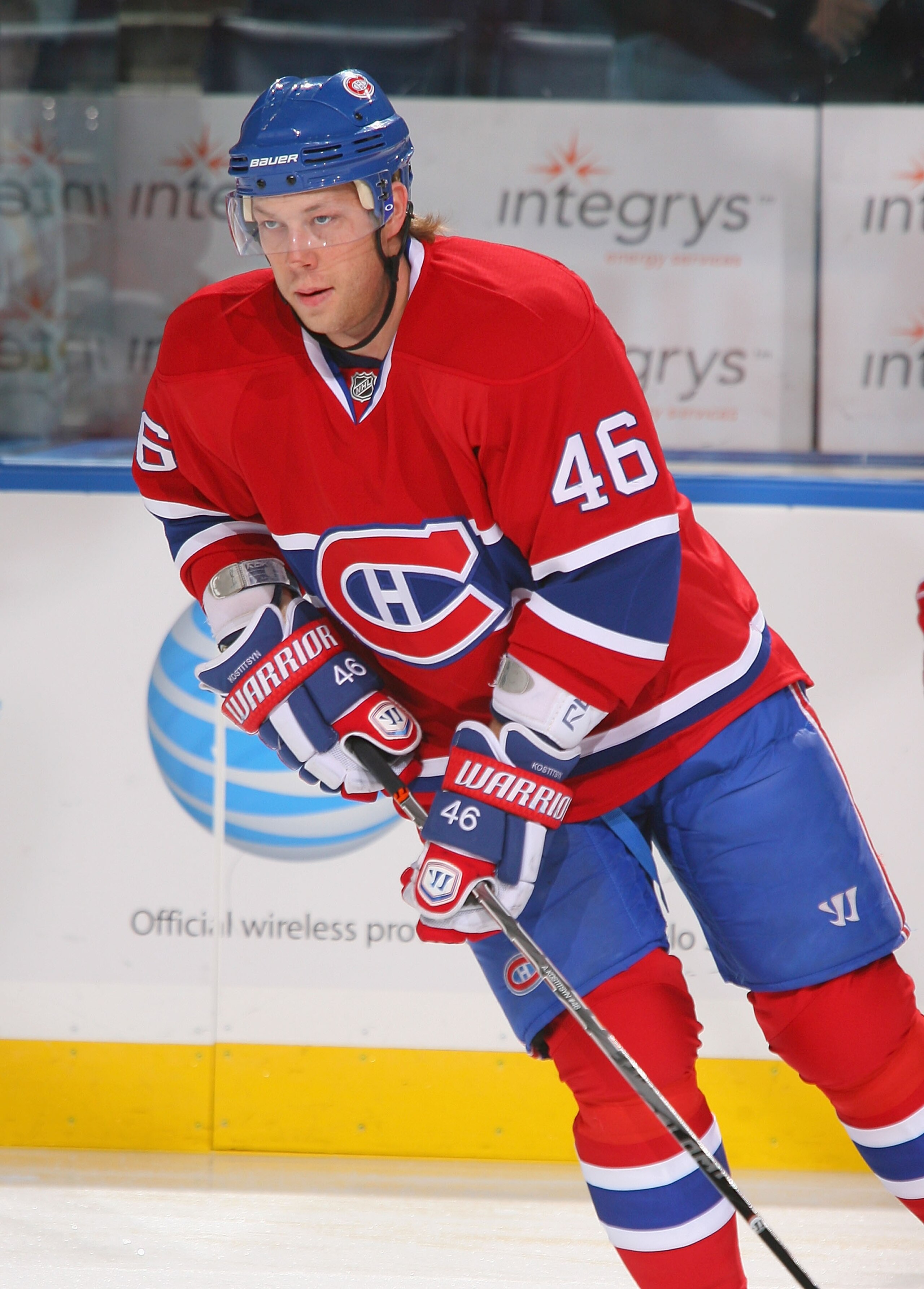 BUFFALO, NY - OCTOBER 15: Andrei Kostisyn #46 of the Montreal Canadiens skates during the warmup prior to play against the Buffalo Sabres at HSBC Arena on October 15, 2010 in Buffalo, New York. Montreal won 2-1. (Photo by Rick Stewart/Getty Images) BUFFALO, NY - OCTOBER 15: Andrei Kostisyn #46 of the Montreal Canadiens skates during the warmup prior to play against the Buffalo Sabres at HSBC Arena on October 15, 2010 in Buffalo, New York. Montreal won 2-1. (Photo by Rick Stewart/Getty Images)