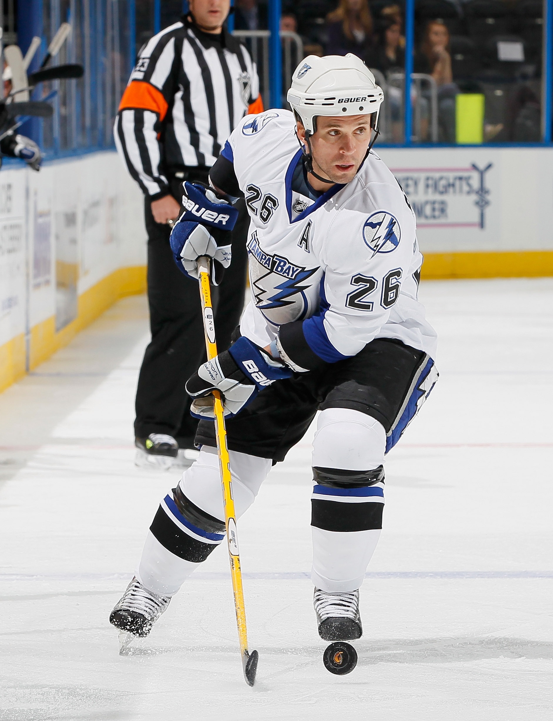 ATLANTA - OCTOBER 22:  Martin St. Louis #26 of the Tampa Bay Lightning against the Atlanta Thrashers at Philips Arena on October 22, 2010 in Atlanta, Georgia.  (Photo by Kevin C. Cox/Getty Images)