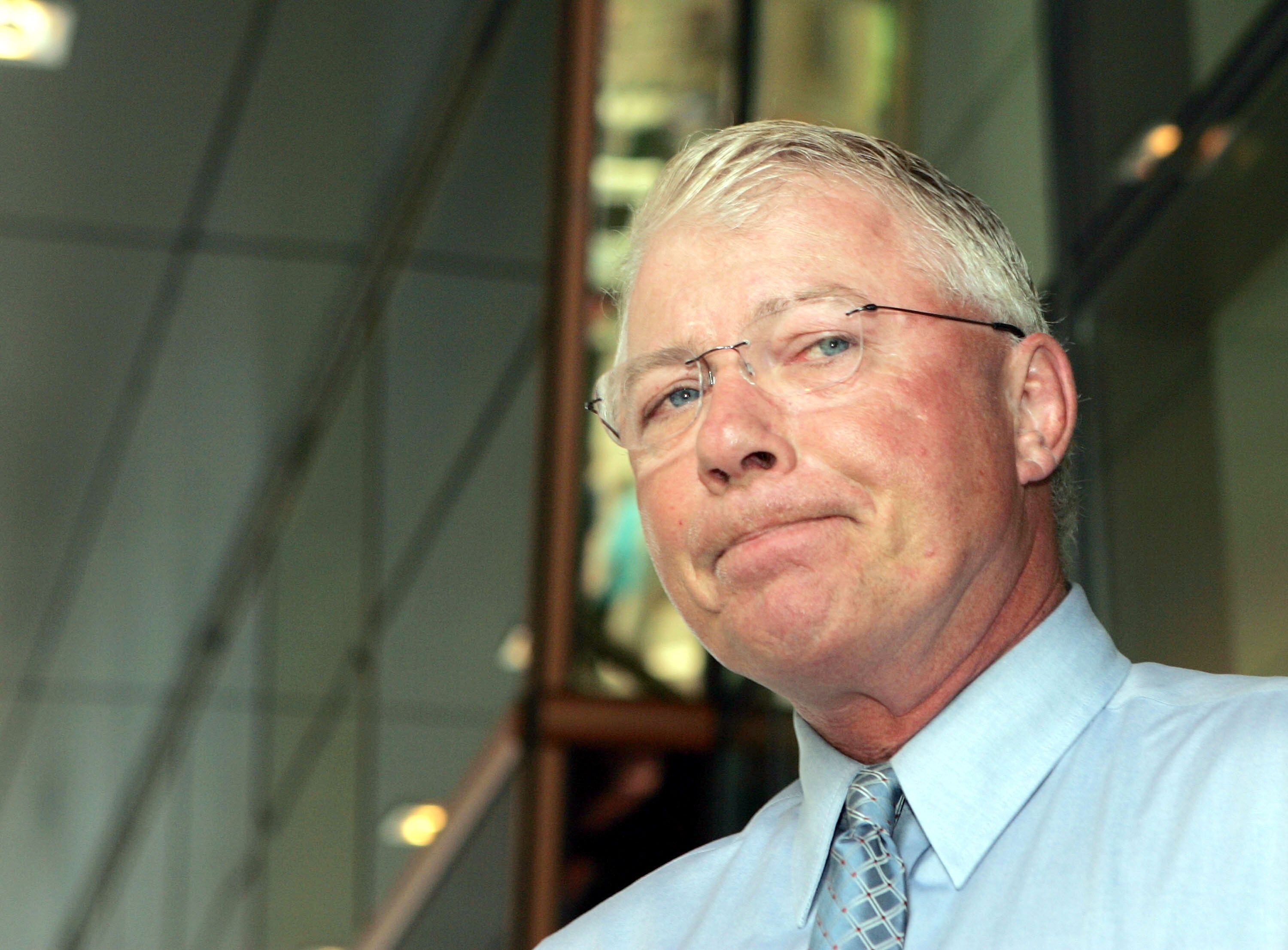 NEW YORK - APRIL 20: General Manager Bob Clarke of the Philadelphia Flyers speaks with media  members during the lunch break at the National Hockey League Board of Governors meeting at the Westin New York Hotel on April 20, 2005 in New York City.(Photo by