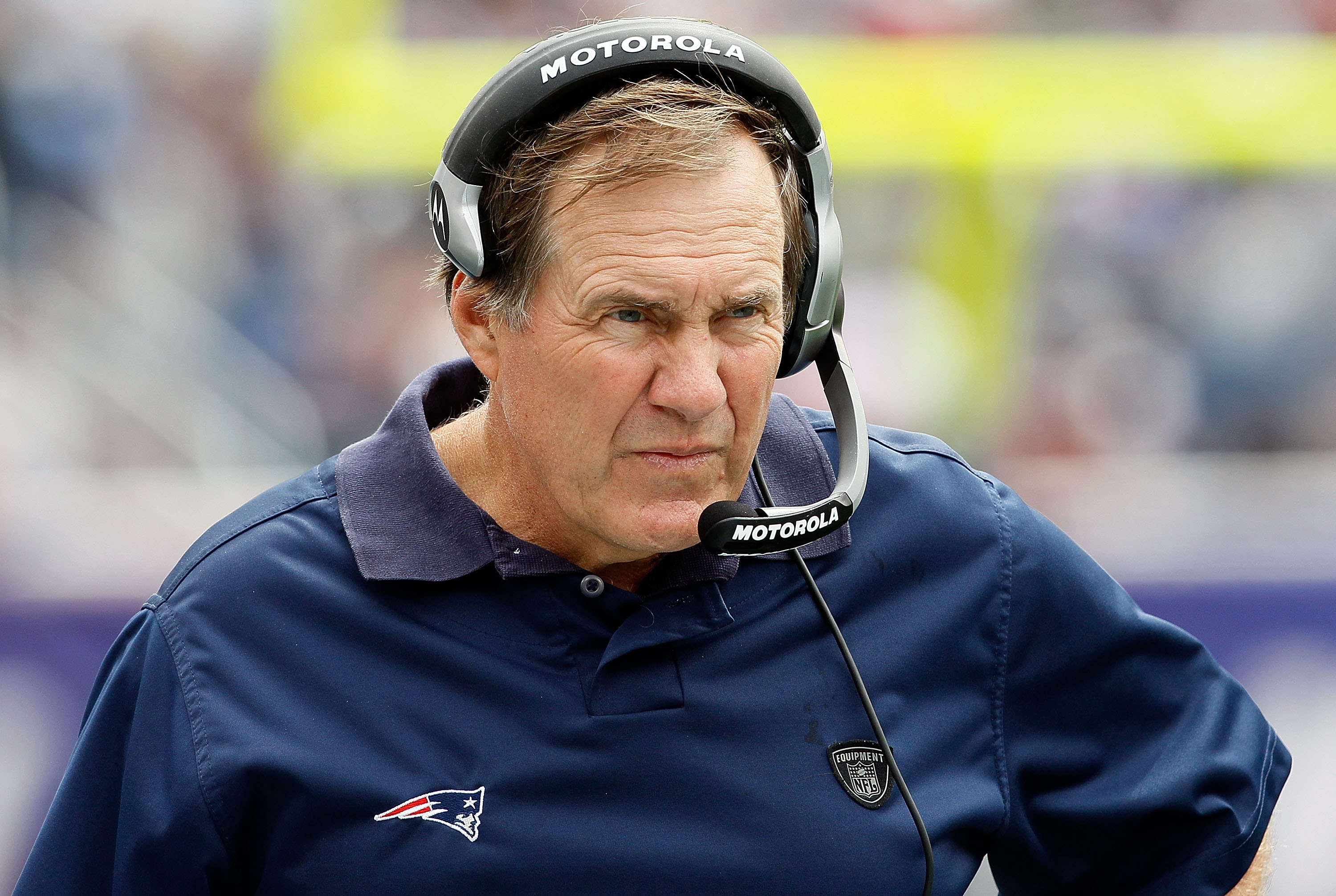 FOXBORO, MA - SEPTEMBER 12: Coach Bill Belichick of the New England Patriots watches the action against the Cincinnati Bengals during during the NFL season opener at Gillette Stadium on September 12, 2010 in Foxboro, Massachusetts. (Photo by Jim Rogash/G FOXBORO, MA - SEPTEMBER 12: Coach Bill Belichick of the New England Patriots watches the action against the Cincinnati Bengals during during the NFL season opener at Gillette Stadium on September 12, 2010 in Foxboro, Massachusetts. (Photo by Jim Rogash/G