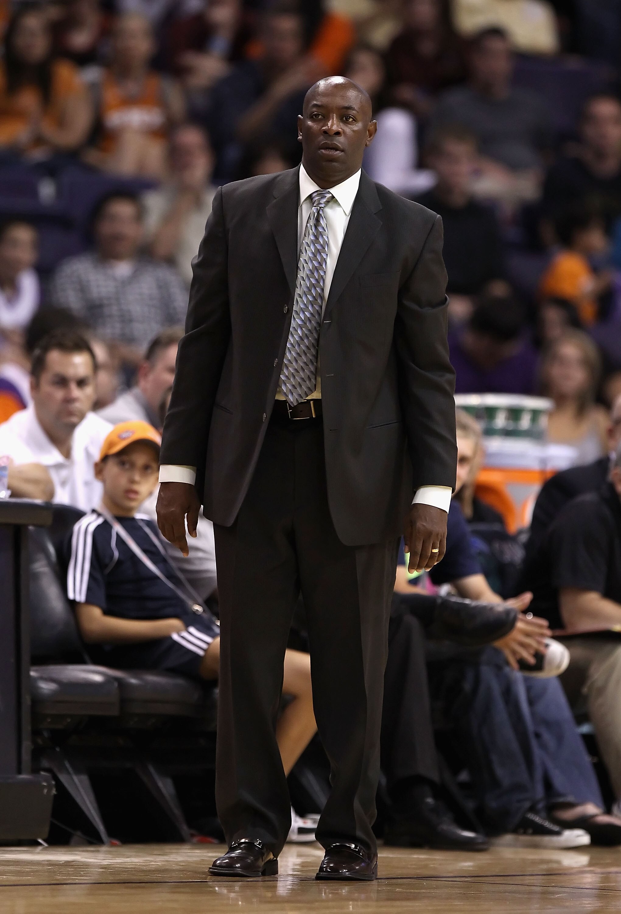 PHOENIX - OCTOBER 19:  Head coach Keith Smart of the Golden State Warriors looks on during the preseason NBA game against the Phoenix Suns at US Airways Center on October 19, 2010 in Phoenix, Arizona. NOTE TO USER: User expressly acknowledges and agrees t