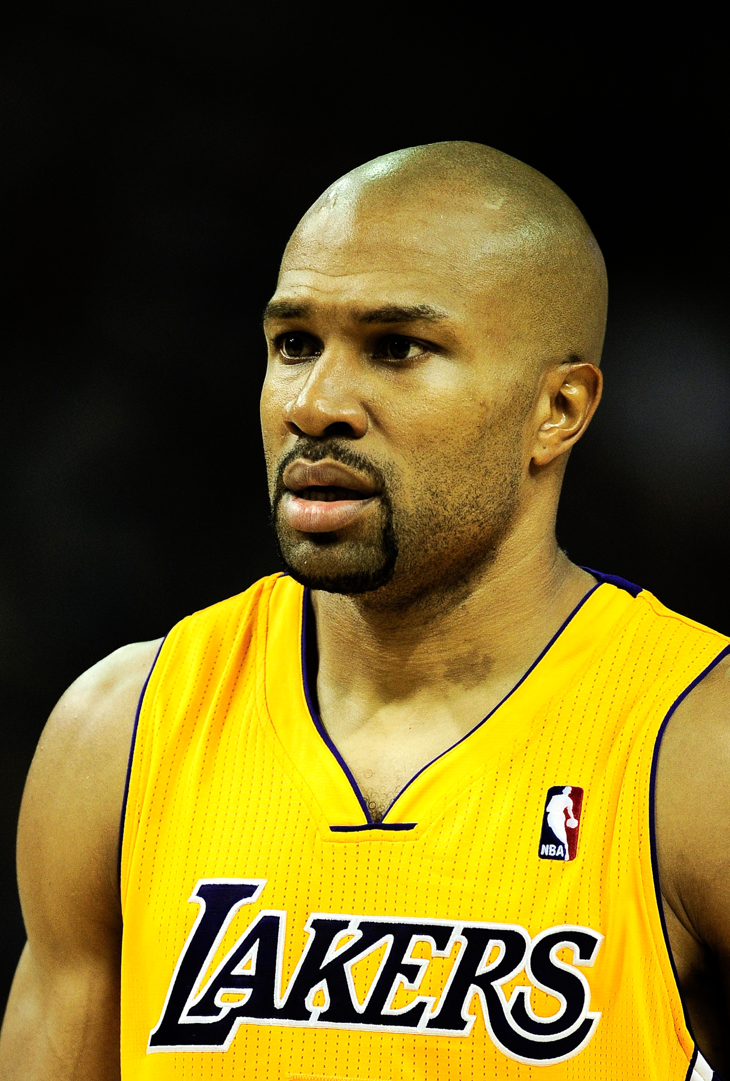 BARCELONA, SPAIN - OCTOBER 07:  Derek Fisher #2 of the Los Angeles Lakers looks on during the NBA Europe Live match between Los Angeles Lakers and Regal FC Barcelona at the at Palau Blaugrana on October 7, 2010 in Barcelona, Spain.  (Photo by David Ramos/