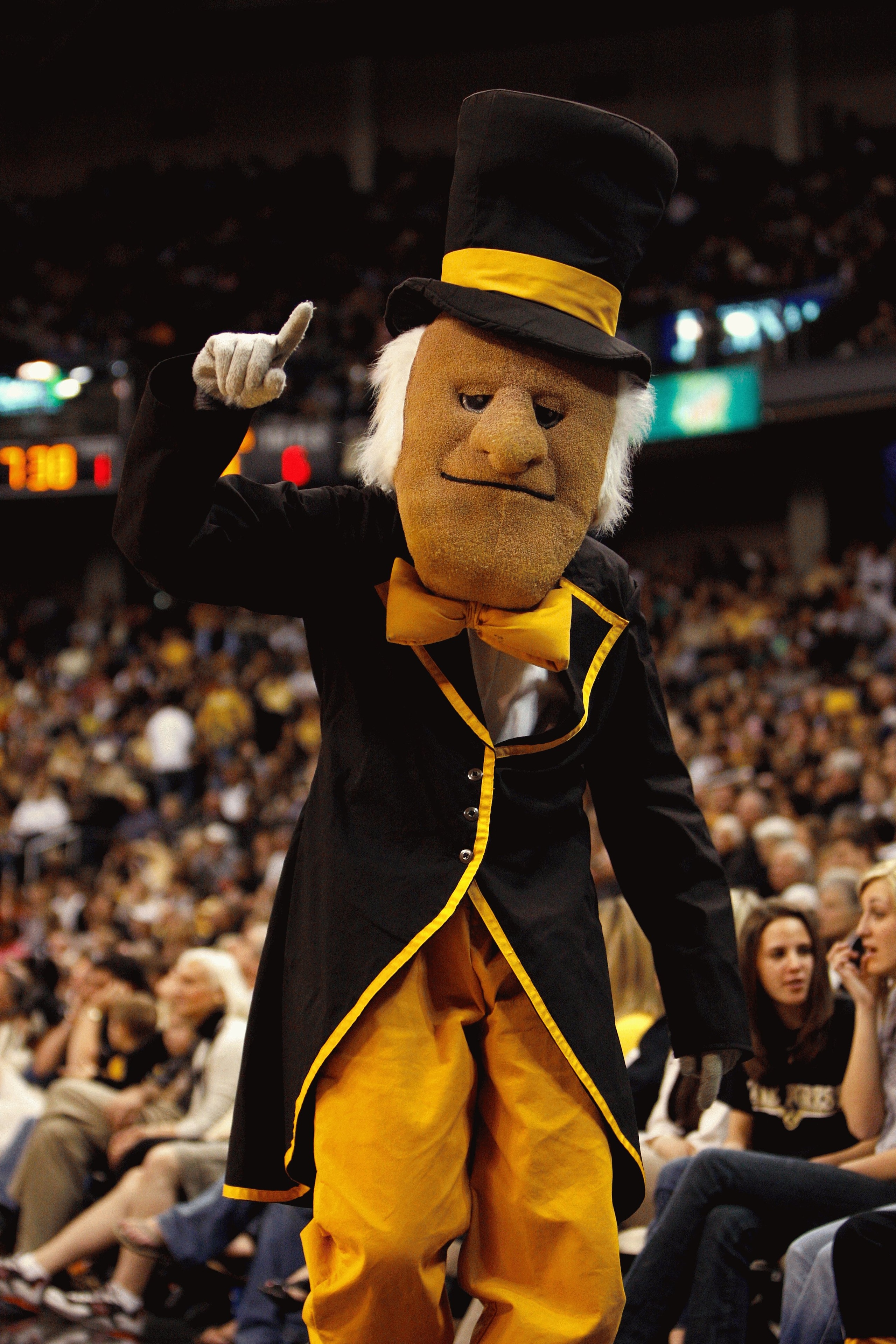 WINSTON-SALEM, NC - FEBRUARY 14:  The Wake Forest Demon Deacons mascot looks on during the game against the Florida State Seminoles at Lawrence Joel Coliseum on February 14, 2009 in Winston-Salem, North Carolina. (Photo by Streeter Lecka/Getty Images)