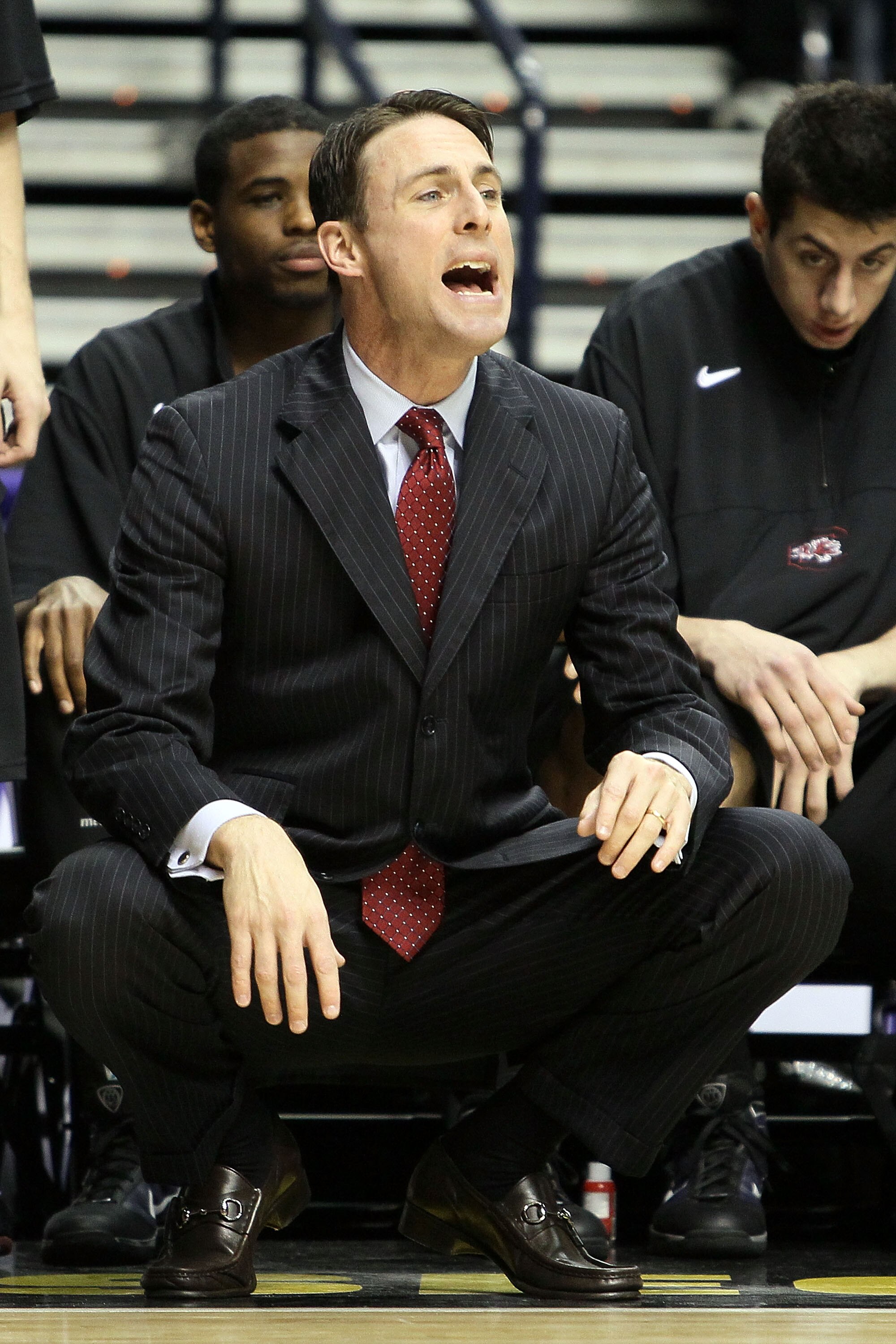 NASHVILLE, TN - MARCH 11:  Head coach Darrin Horn of the South Carolina Gamecocks coaches against the Alabama Crimson Tide during the first round of the SEC Men's Basketball Tournament at the Bridgestone Arena on March 11, 2010 in Nashville, Tennessee.  (