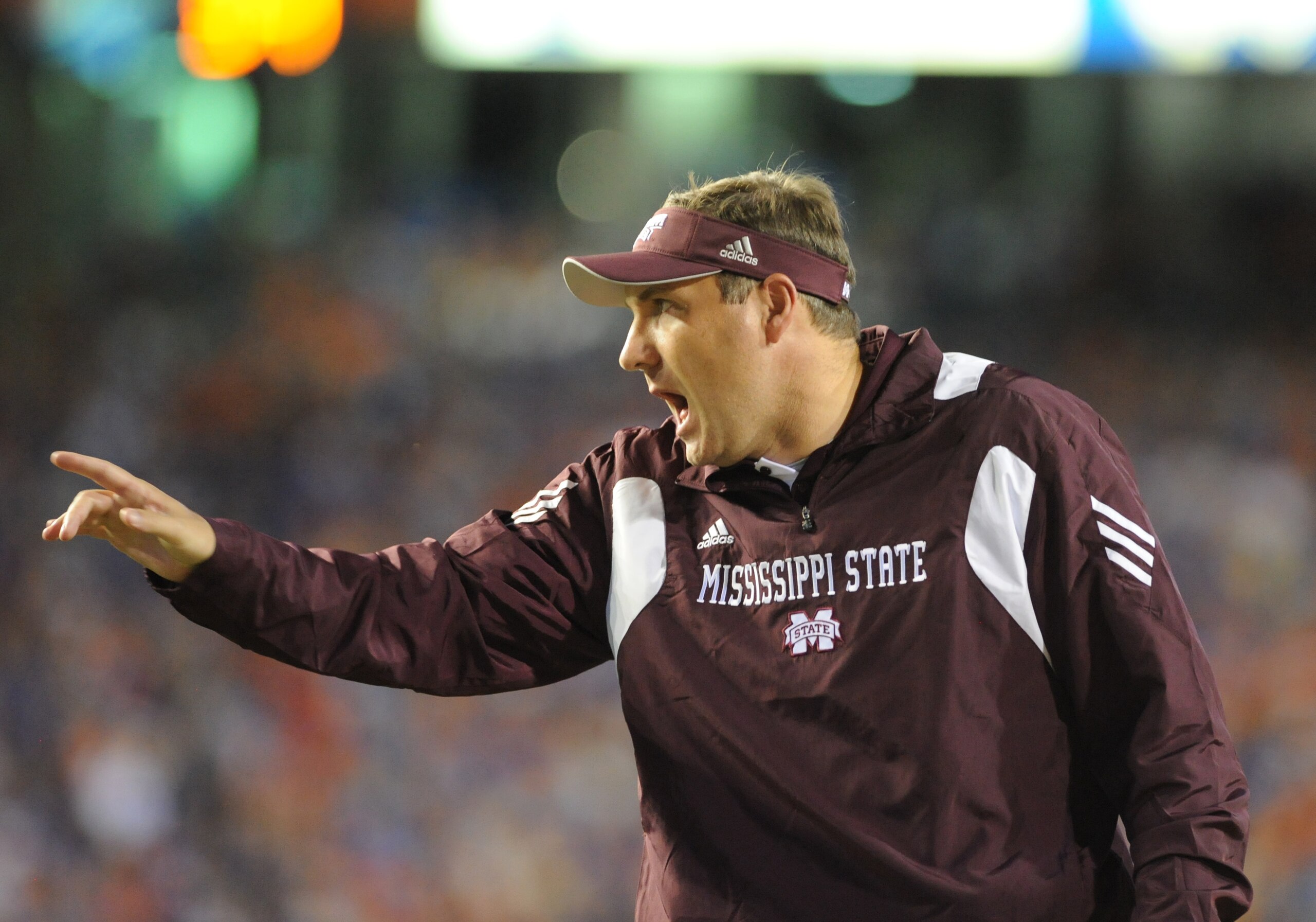 GAINESVILLE, FL - OCTOBER 16: Coach Dan Mullen of the Mississippi State Bulldogs directs play against the Florida Gators October 16, 2010 Ben Hill Griffin Stadium at Gainesville, Florida. (Photo by Al Messerschmidt/Getty Images) GAINESVILLE, FL - OCTOBER 16: Coach Dan Mullen of the Mississippi State Bulldogs directs play against the Florida Gators October 16, 2010 Ben Hill Griffin Stadium at Gainesville, Florida. (Photo by Al Messerschmidt/Getty Images)