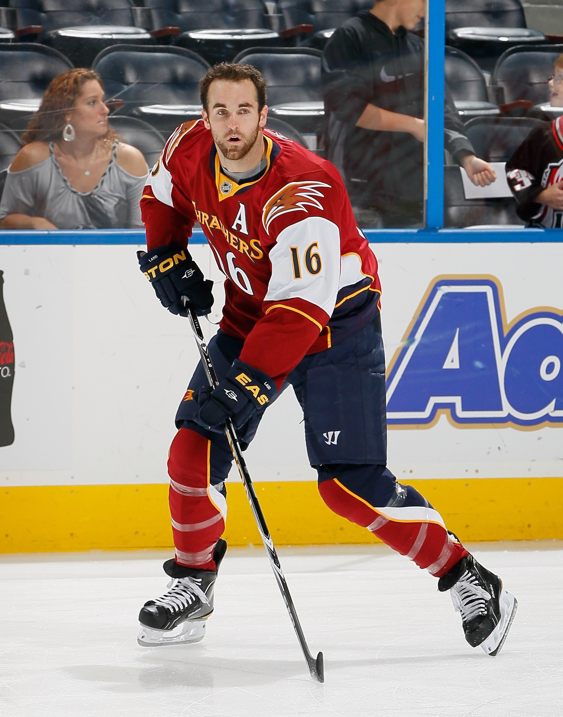 ATLANTA - OCTOBER 22:  Andrew Ladd #16 of the Atlanta Thrashers against the Tampa Bay Lightning at Philips Arena on October 22, 2010 in Atlanta, Georgia.  (Photo by Kevin C. Cox/Getty Images)