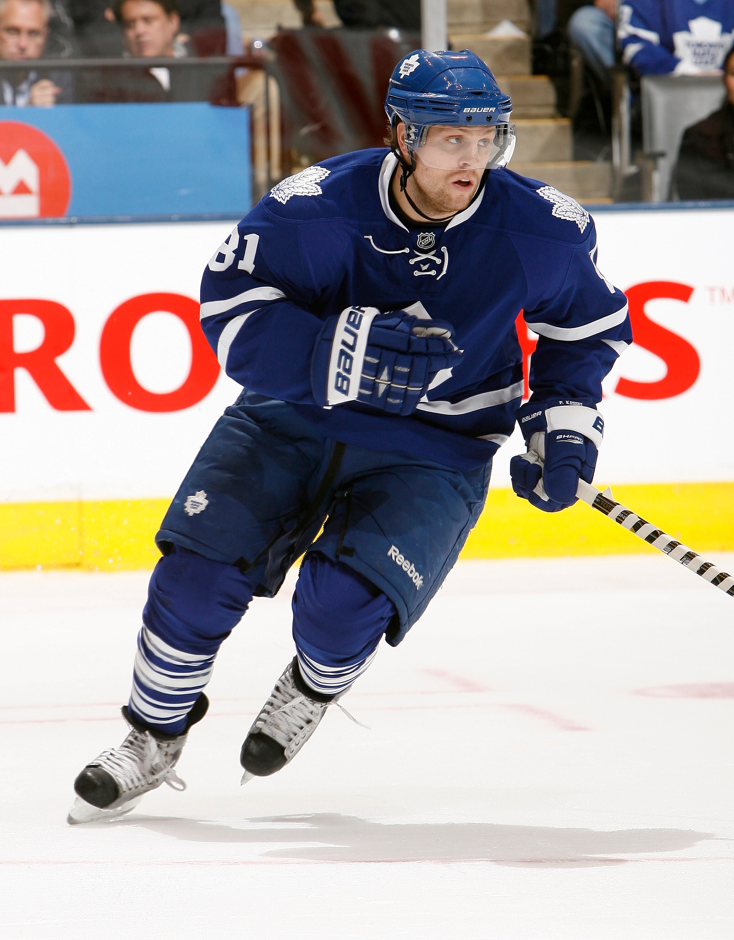 TORONTO - OCTOBER 26: Phil Kessel #81 of the Toronto Maple Leafs skates up the ice against the Florida Panthers during game action at the Air Canada Centre October 26, 2010 in Toronto, Ontario, Canada. The Leafs won 3-1. (Photo by Abelimages/Getty Images)