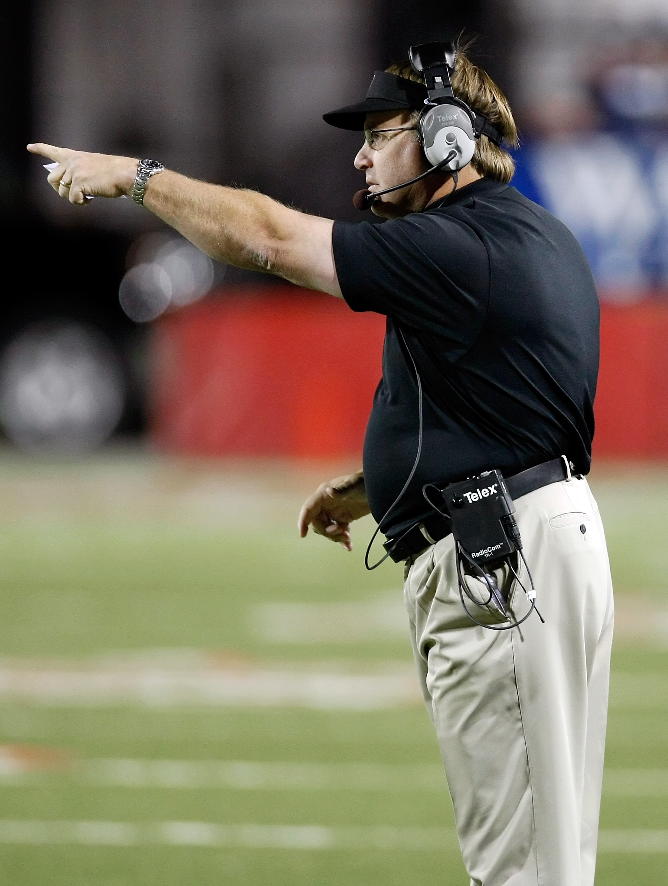 LAS VEGAS - OCTOBER 30:  Texas Christian University Horned Frogs head coach Gary Patterson gestures to his players as they take on the UNLV Rebels at Sam Boyd Stadium October 30, 2010 in Las Vegas, Nevada. TCU won 48-6.  (Photo by Ethan Miller/Getty Image