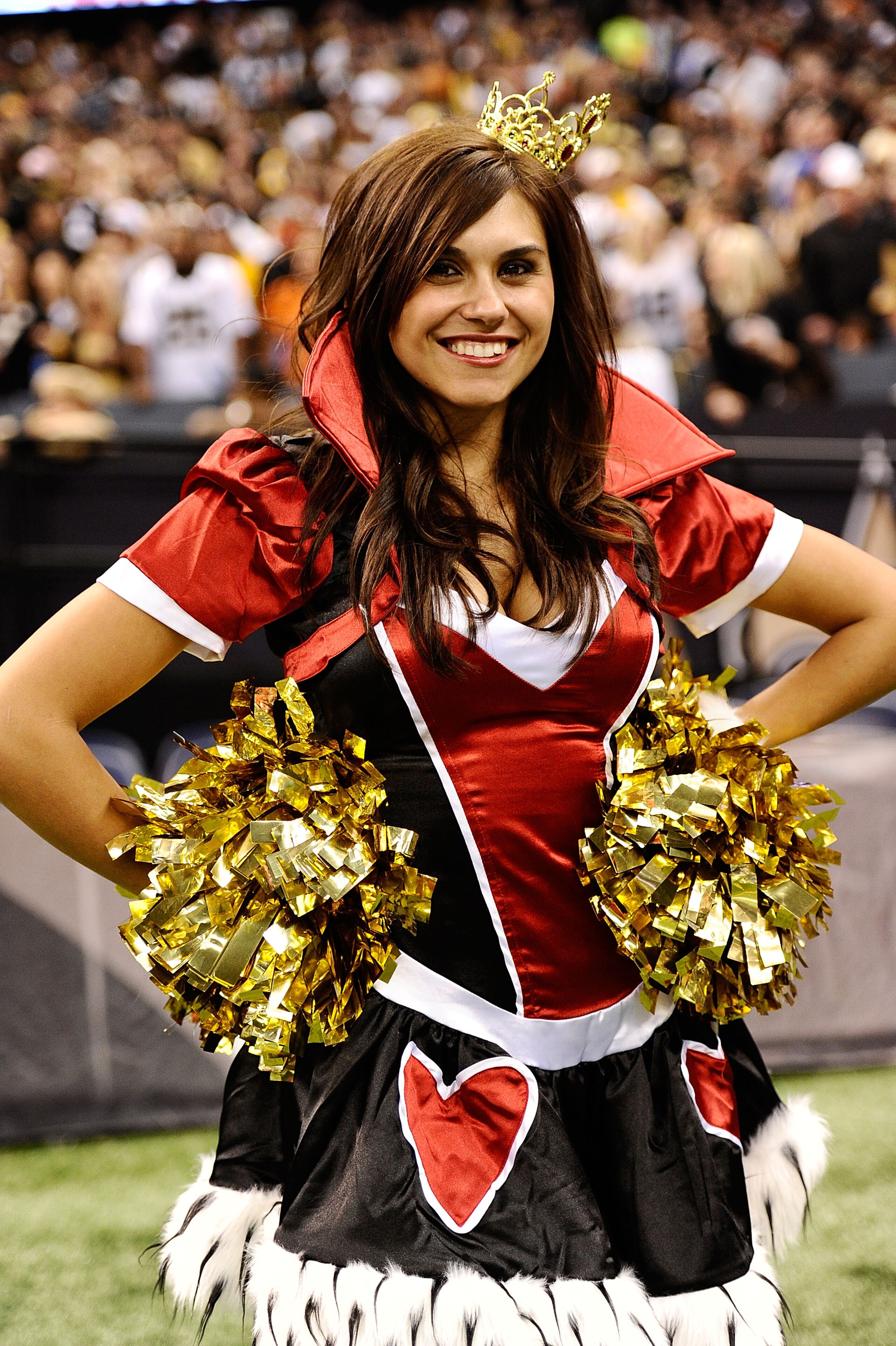 NEW ORLEANS - OCTOBER 31:  A New Orleans Saints cheerleader appears in costume during the game against the Pittsburgh Steelers at Louisiana Superdome on October 31, 2010 in New Orleans, Louisiana. The Saints won 20-10 over the Steelers.  (Photo by Karl Wa