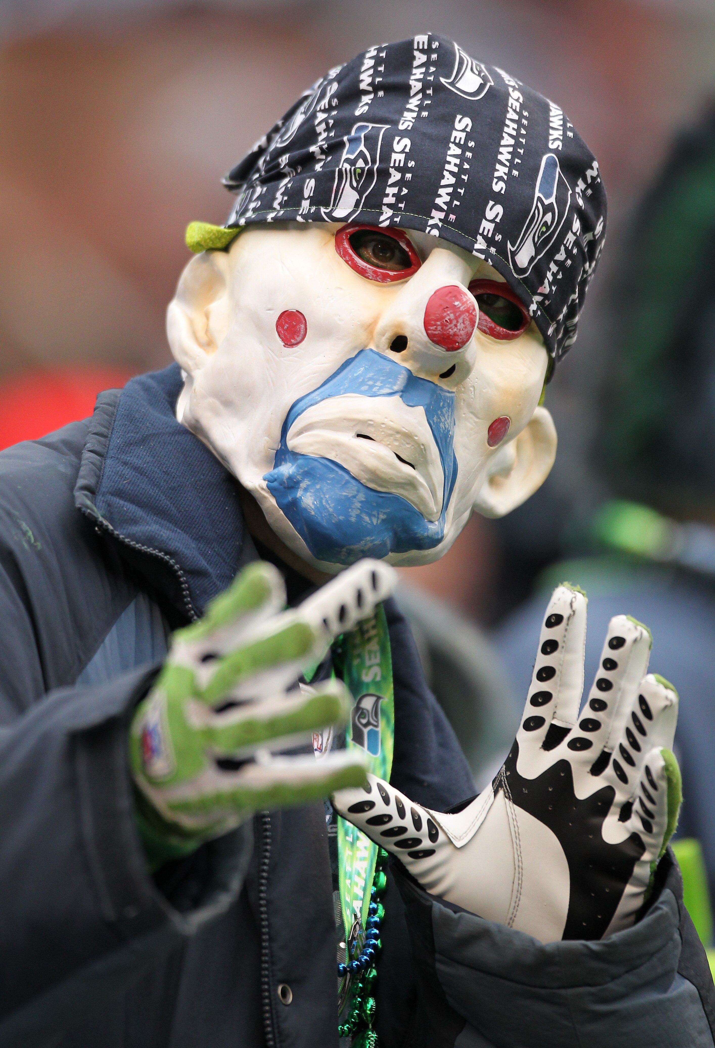 SEATTLE - OCTOBER 24:  A fan of the Seattle Seahawks looks on during the game against the Arizona Cardinals at Qwest Field on October 24, 2010 in Seattle, Washington. (Photo by Otto Greule Jr/Getty Images)