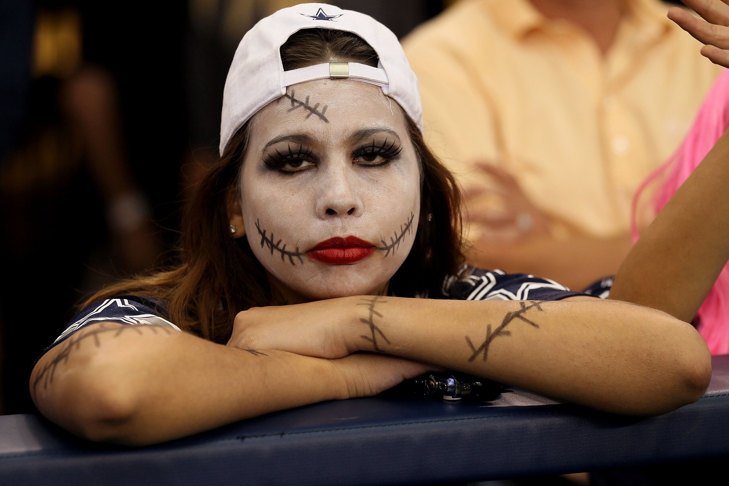 ARLINGTON, TX - OCTOBER 31:  A fan of the Dallas Cowboys looks on dejected against the Jacksonville Jaguars at Cowboys Stadium on October 31, 2010 in Arlington, Texas.  (Photo by Stephen Dunn/Getty Images)