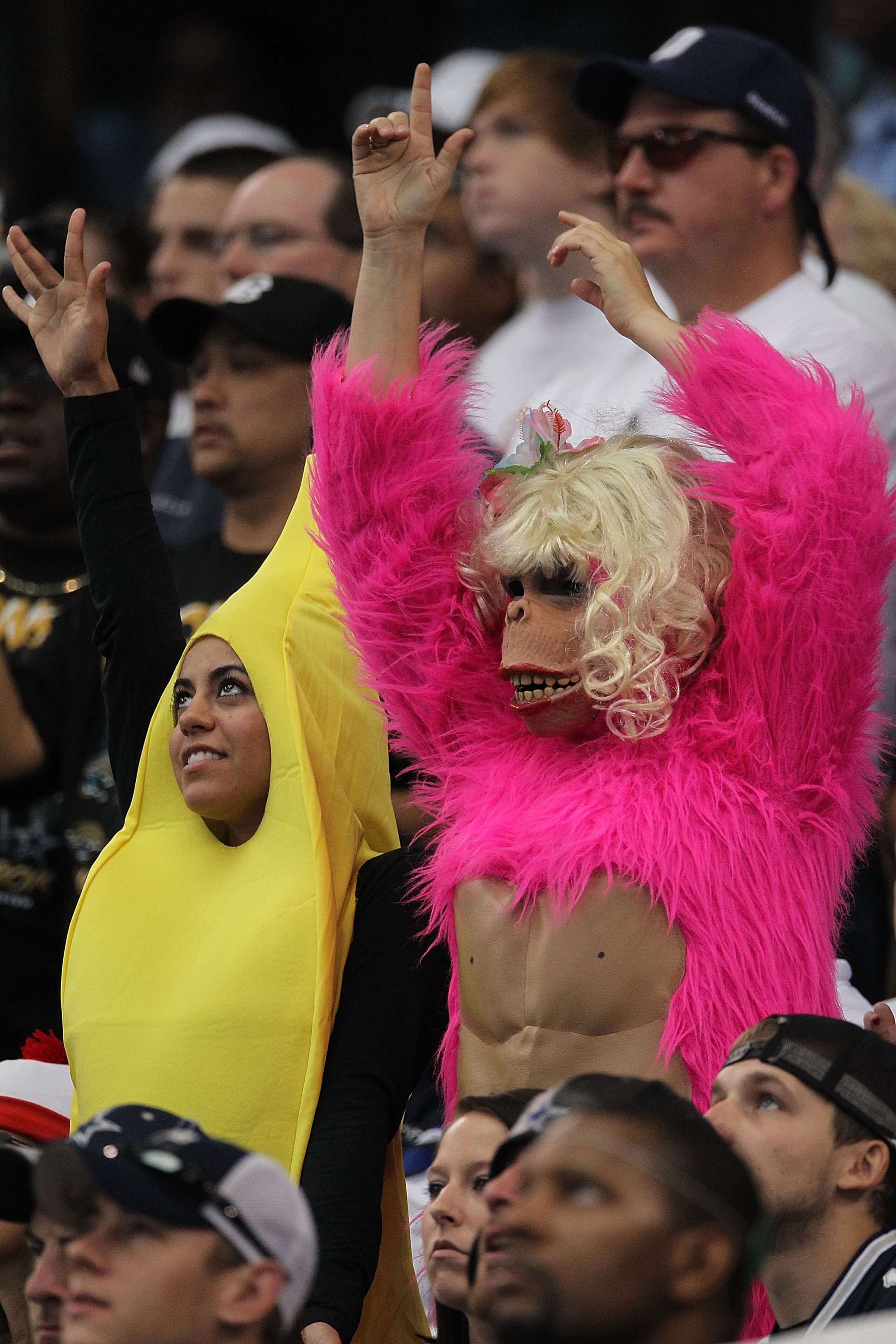 ARLINGTON, TX - OCTOBER 31:  Fans attend the game, wearing Halloween costumes, between  the Dallas Cowboys and the Jacksonville Jaguars at Cowboys Stadium on October 31, 2010 in Arlington, Texas.  (Photo by Ronald Martinez/Getty Images)