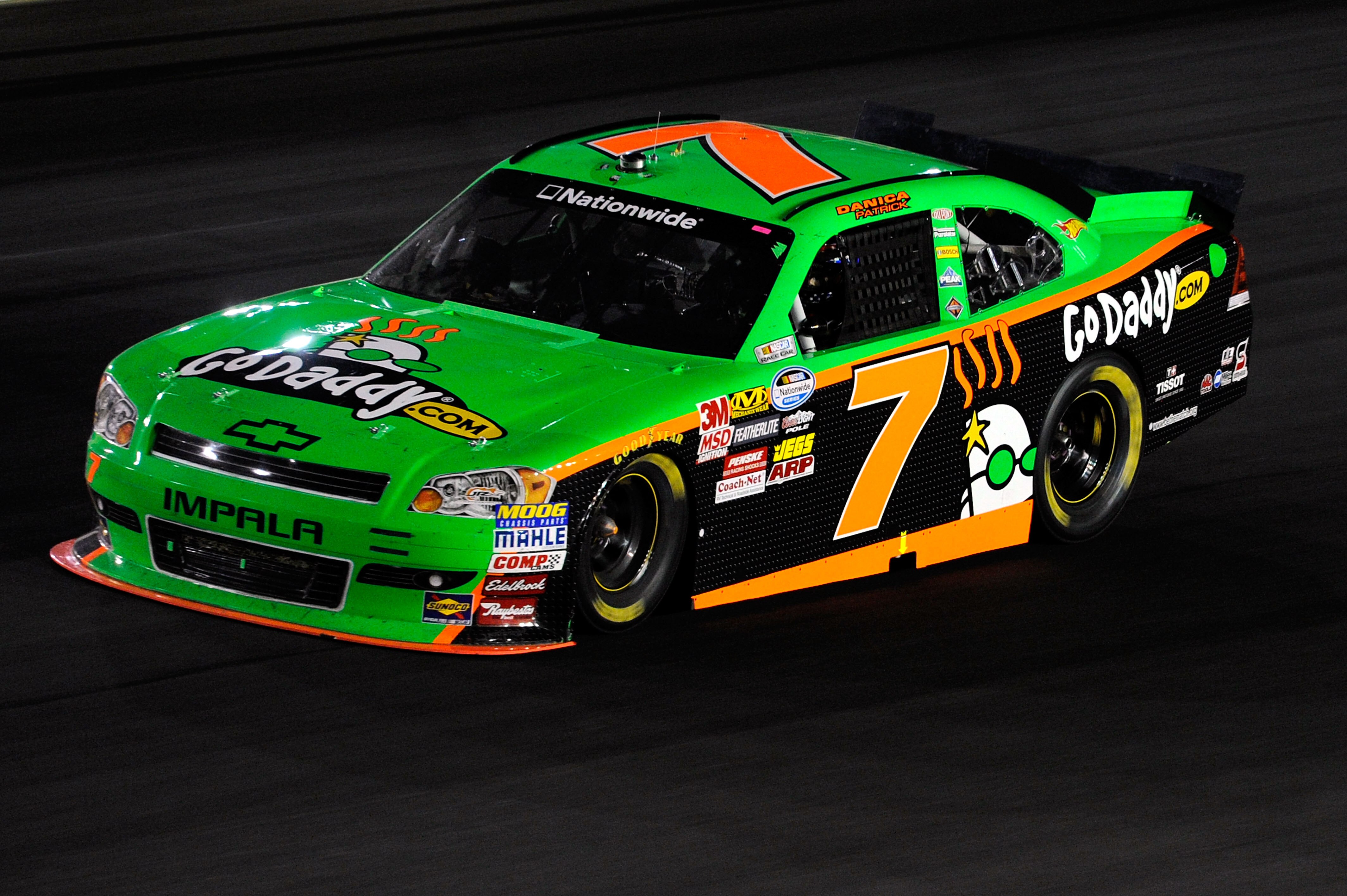 CONCORD, NC - OCTOBER 15: Danica Patrick drives the #7 GoDaddy.com Chevrolet during the NASCAR Nationwide Series Dollar General 300 at Charlotte Motor Speedway on October 15, 2010 in Concord, North Carolina.  (Photo by John Harrelson/Getty Images for NASC