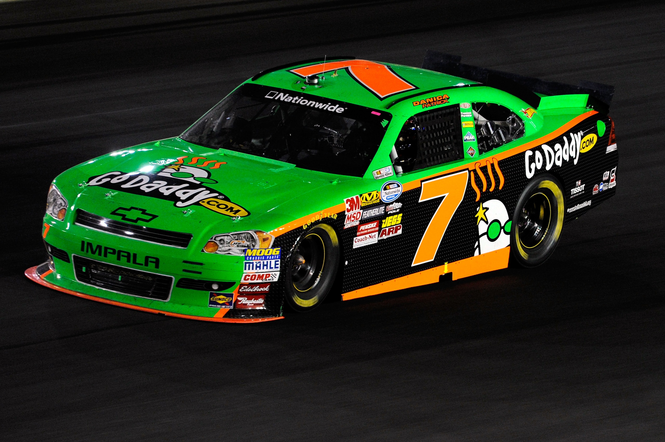 CONCORD, NC - OCTOBER 15: Danica Patrick drives the #7 GoDaddy.com Chevrolet during the NASCAR Nationwide Series Dollar General 300 at Charlotte Motor Speedway on October 15, 2010 in Concord, North Carolina.  (Photo by John Harrelson/Getty Images for NASC