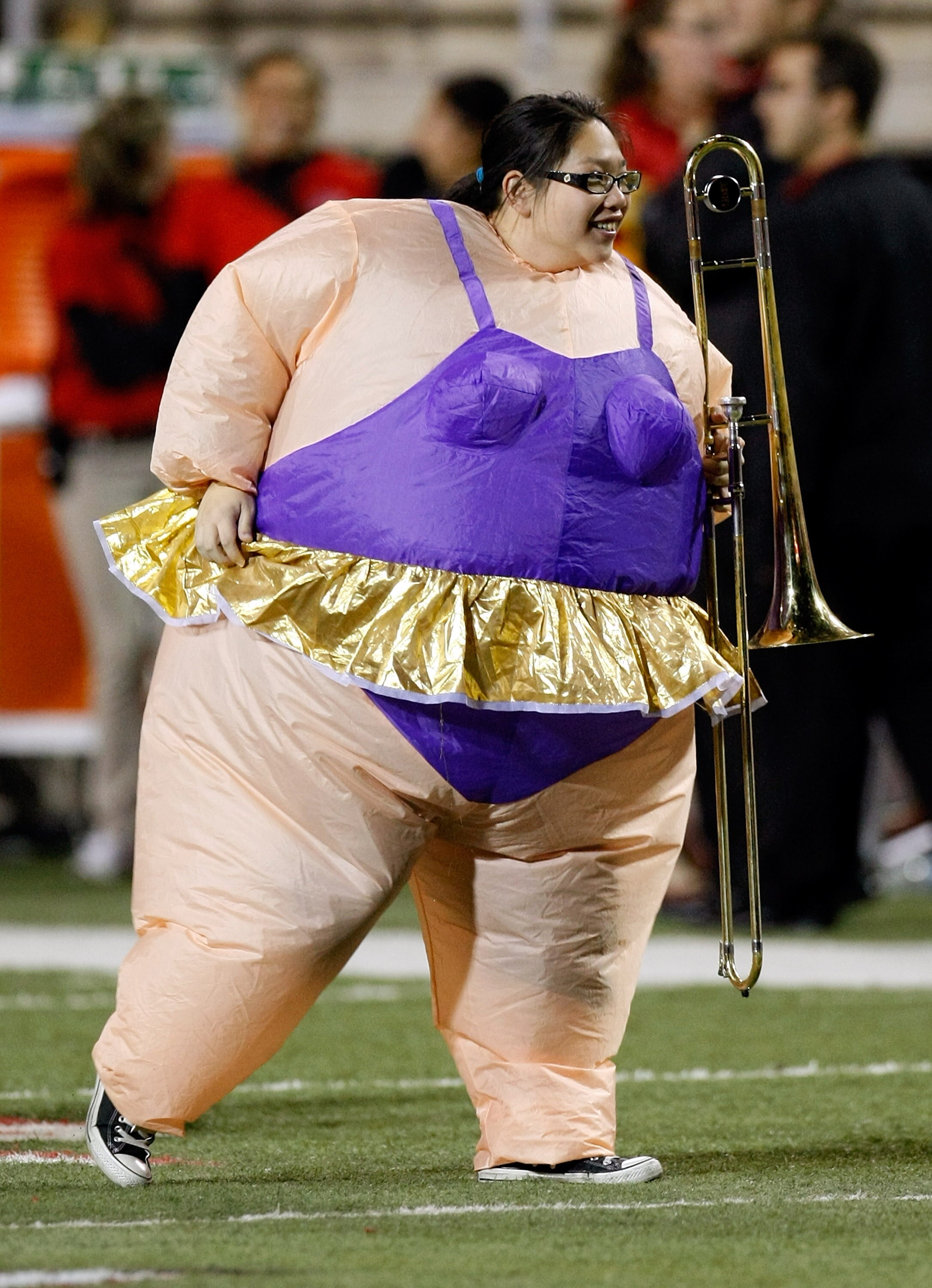 LAS VEGAS - OCTOBER 30:  A member of the UNLV Rebels marching band wears a Halloween costume while performing during the team's 48-6 loss to the Texas Christian University Horned Frogs at Sam Boyd Stadium October 30, 2010 in Las Vegas, Nevada.  (Photo by