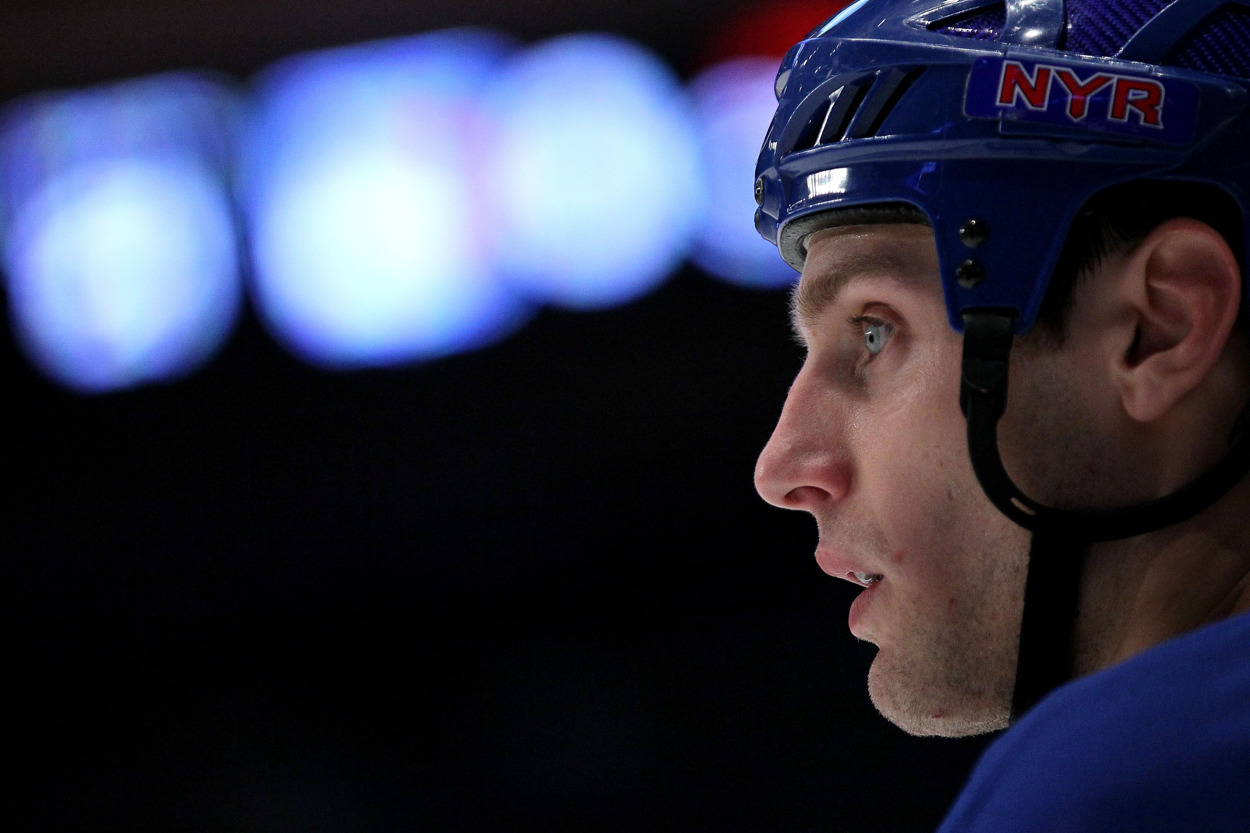 NEW YORK - OCTOBER 01: Dan Girardi #5 of the New York Rangers watches on against the Ottawa Senators during their preseason game on October 1, 2010 at Madison Square Garden in New York City.  (Photo by Chris McGrath/Getty Images)