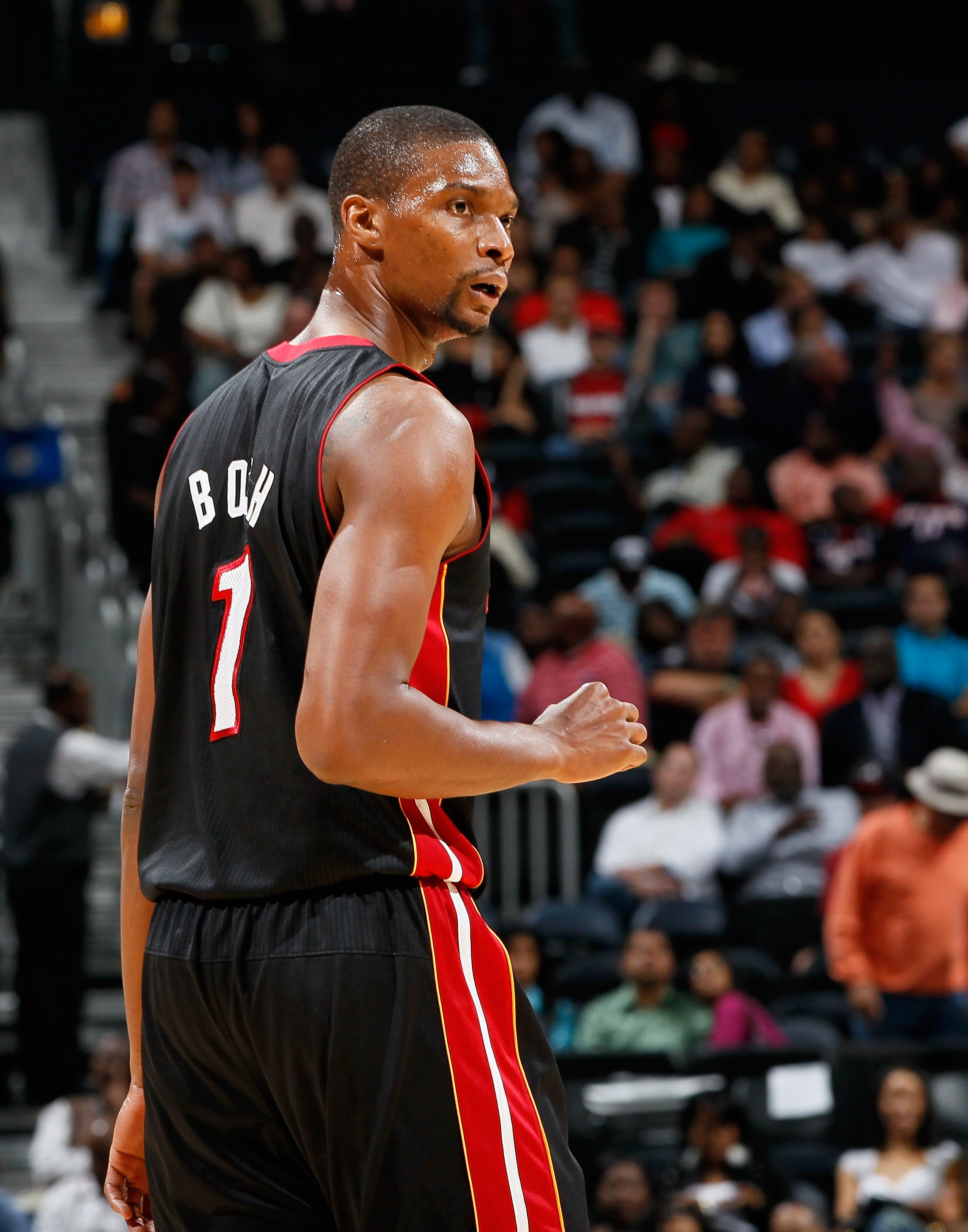 ATLANTA - OCTOBER 21:  Chris Bosh #1 of the Miami Heat against the Atlanta Hawks at Philips Arena on October 21, 2010 in Atlanta, Georgia.  (Photo by Kevin C. Cox/Getty Images)