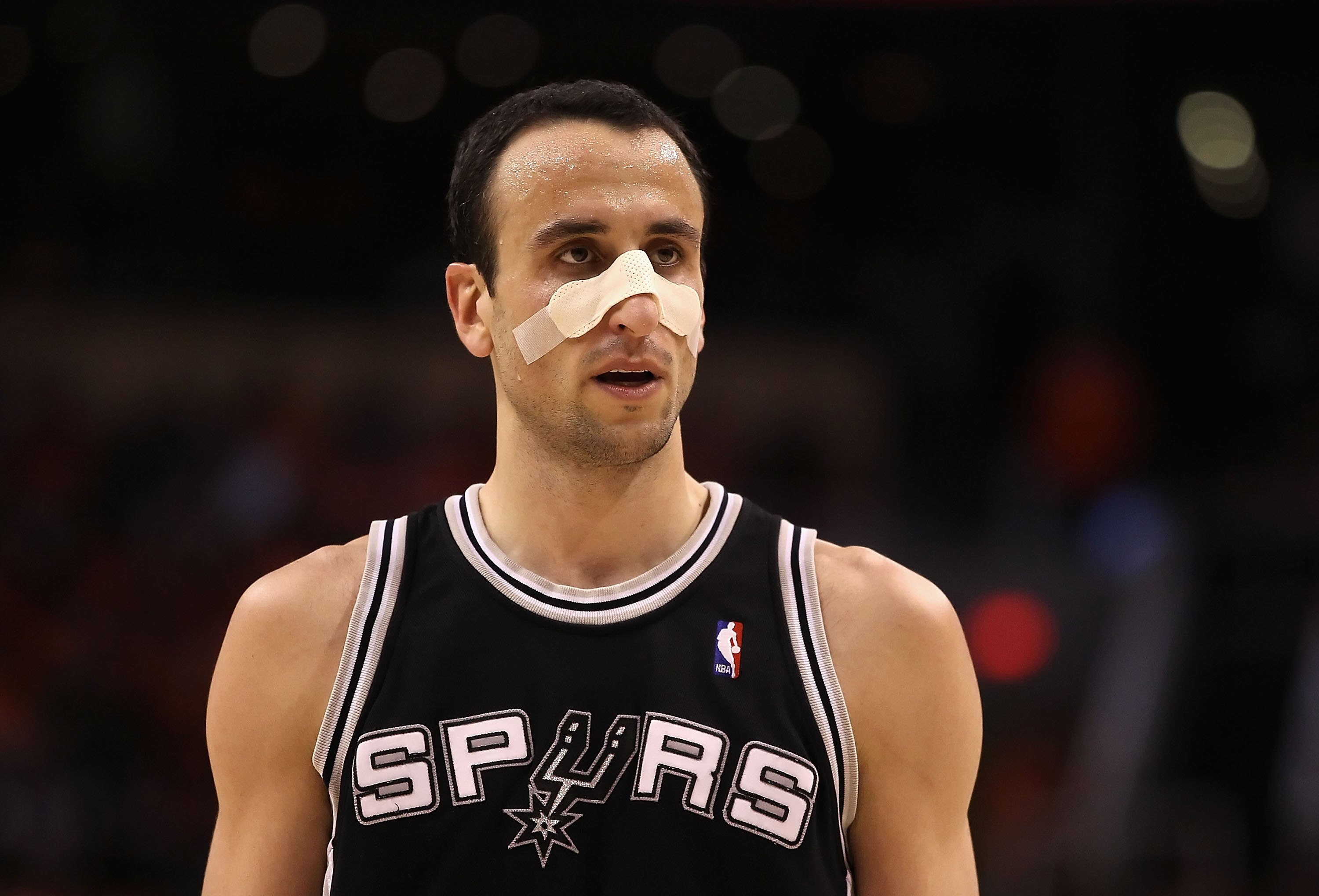PHOENIX - MAY 03:  Manu Ginobili #20 of the San Antonio Spurs during Game One of the Western Conference Semifinals of the 2010 NBA Playoffs against the Phoenix Suns at US Airways Center on May 3, 2010 in Phoenix, Arizona.  The Suns defeated the Spurs 111-