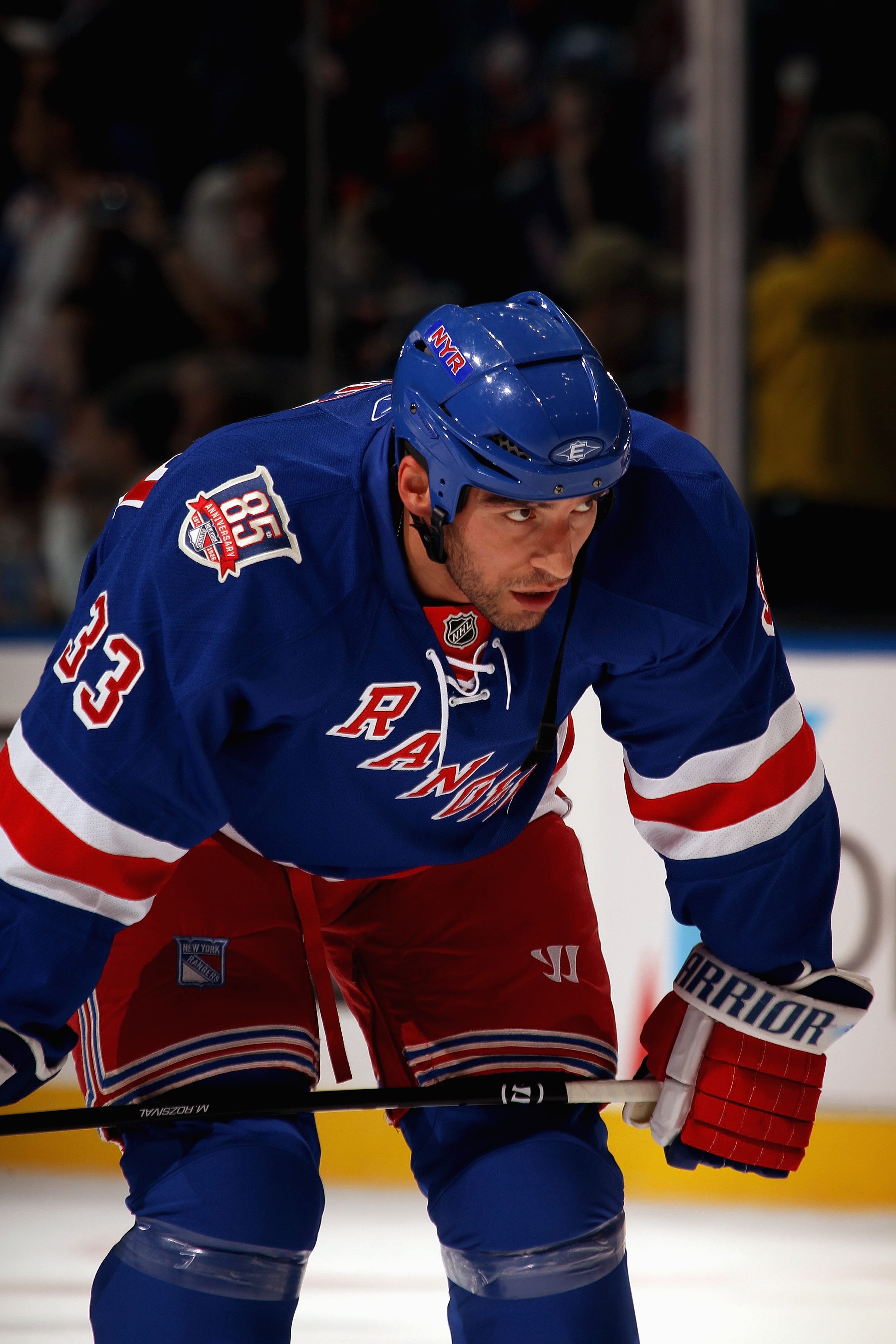 UNIONDALE, NY - OCTOBER 11:  Michal Rozsival #33 of the New York Rangers skates against the New York Islanders at the Nassau Coliseum on October 11, 2010 in Uniondale, New York.  The Islanders won 6-4.  (Photo by Bruce Bennett/Getty Images)