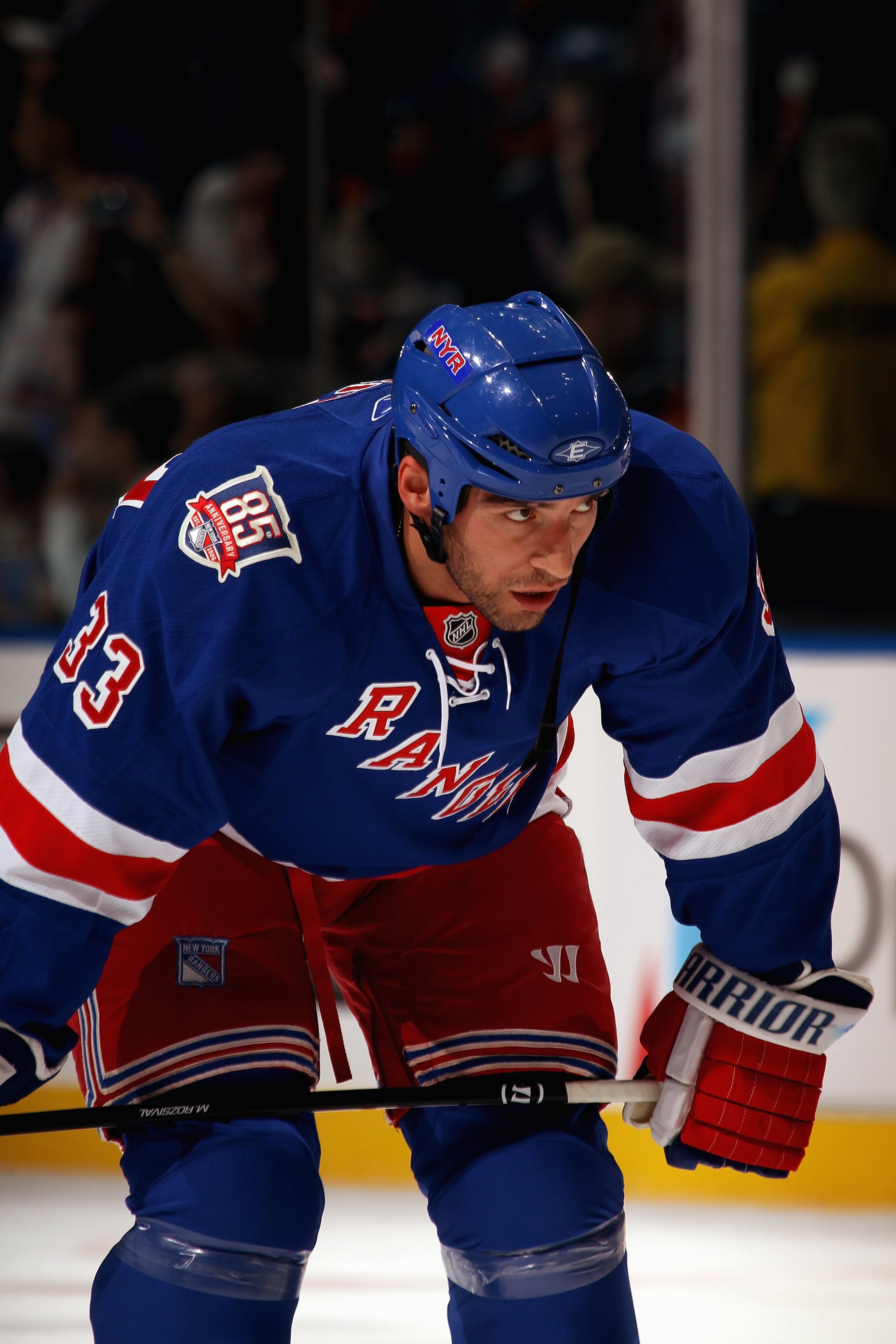 UNIONDALE, NY - OCTOBER 11:  Michal Rozsival #33 of the New York Rangers skates against the New York Islanders at the Nassau Coliseum on October 11, 2010 in Uniondale, New York.  The Islanders won 6-4.  (Photo by Bruce Bennett/Getty Images)
