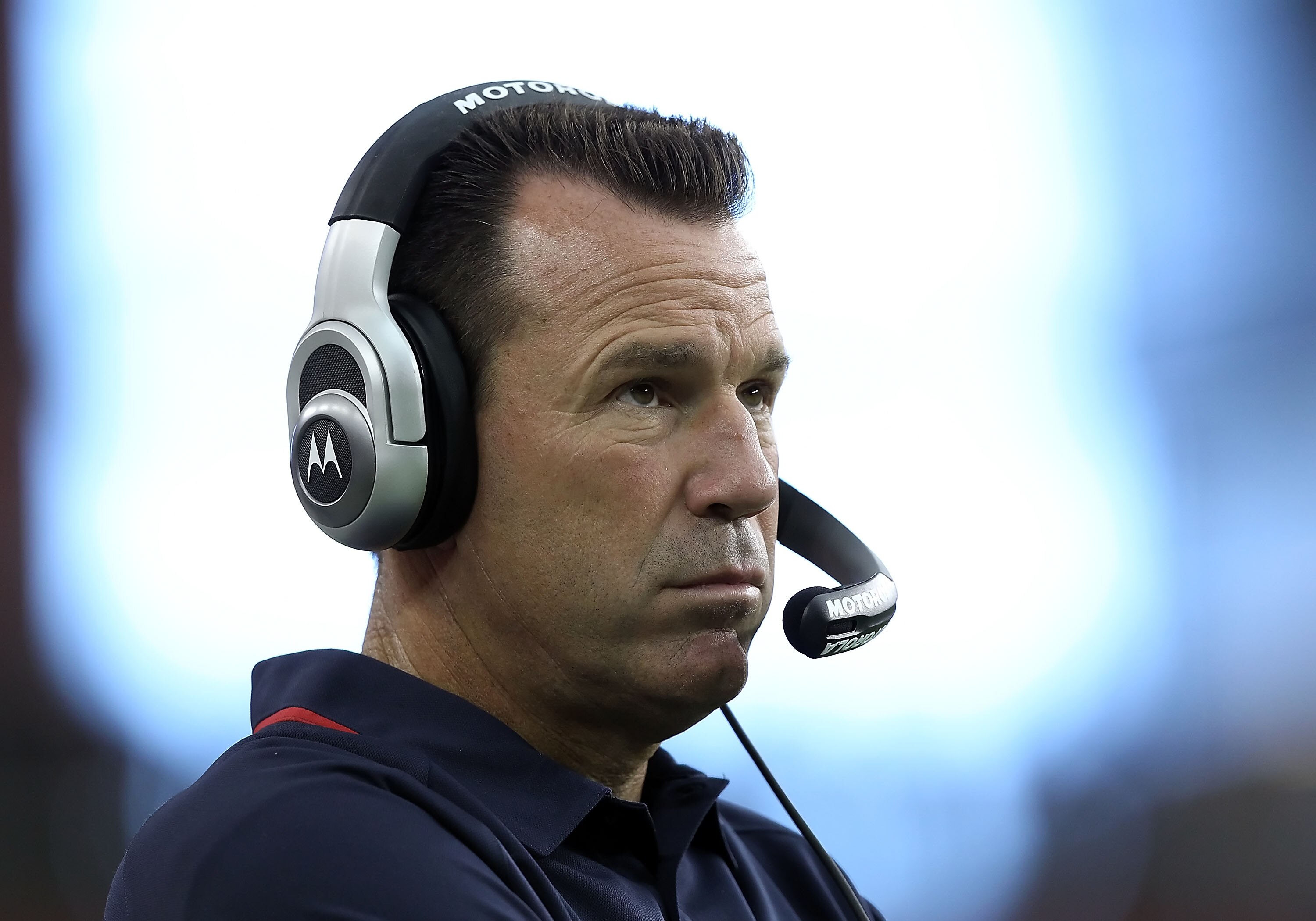 GLENDALE, AZ - AUGUST 14:  Head coach Gary Kubiak of the Houston Texans watches from the sidelines during preseason NFL game against the Arizona Cardinals at the University of Phoenix Stadium on August 14, 2010 in Glendale, Arizona. The Cardinals defeated