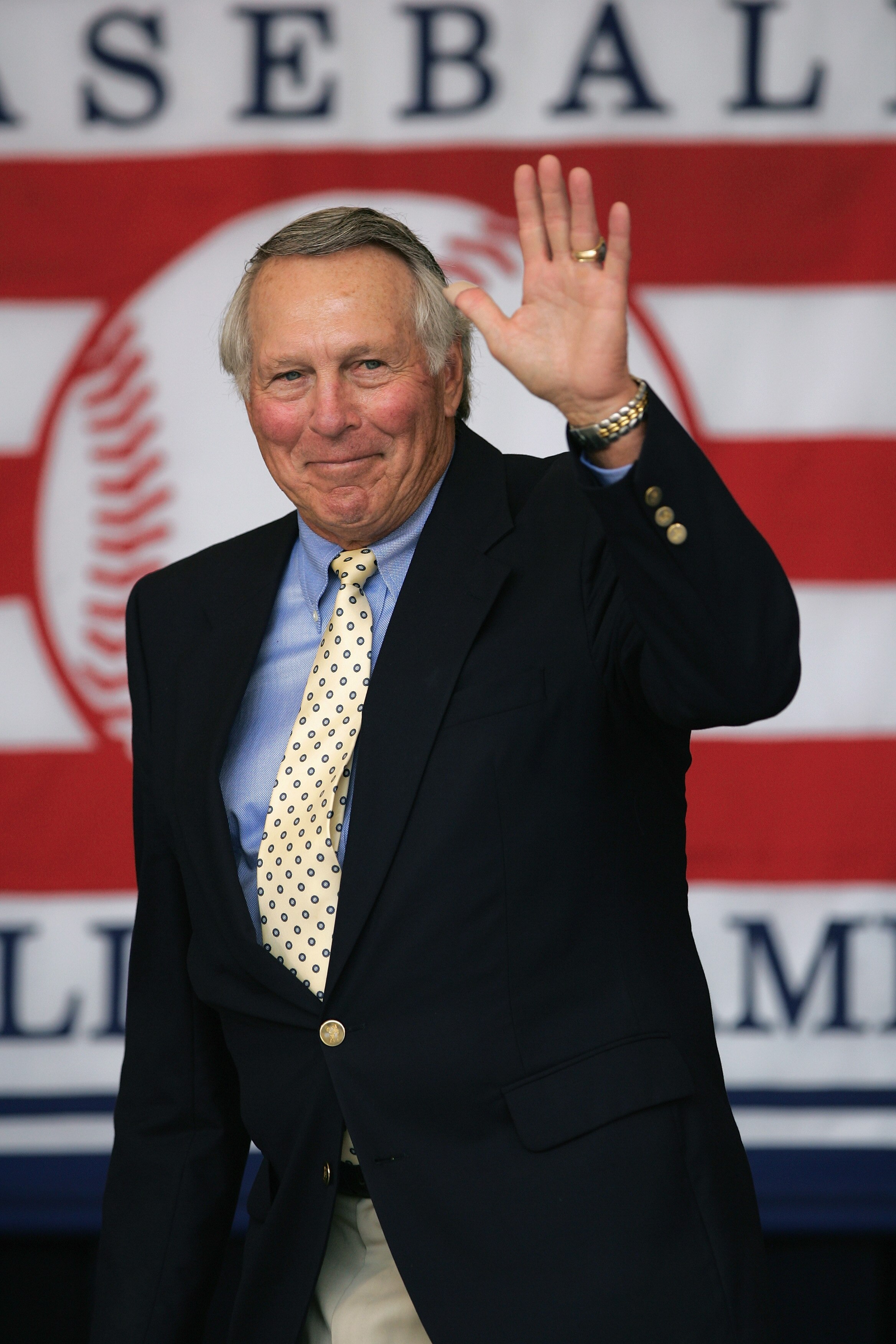 COOPERSTOWN, NY - JULY 31: Hall of Famer Brooks Robinson attends the Baseball Hall of Fame Induction ceremony on July 31, 2005 at the Clark Sports Complex in Cooperstown, New York.  (Photo by Ezra Shaw/Getty Images)