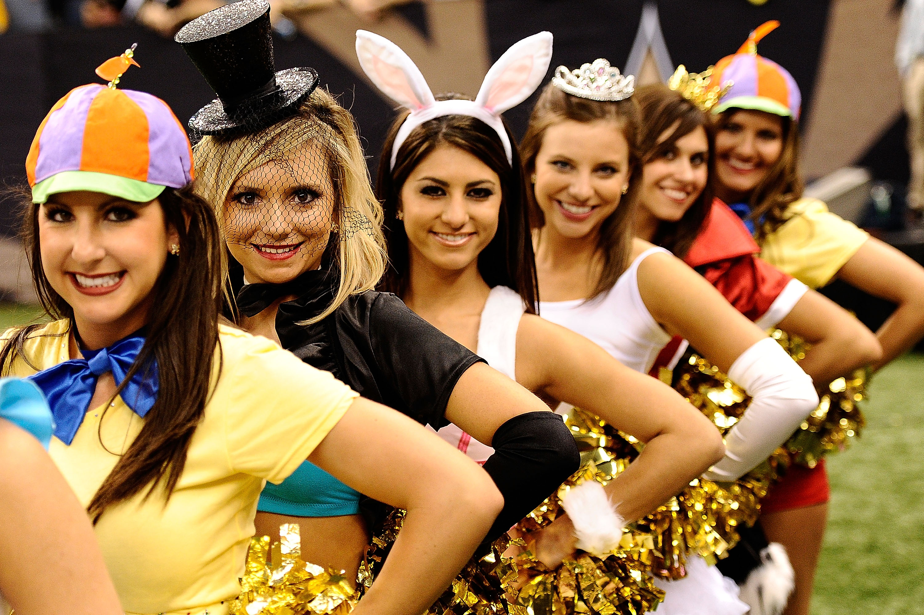 NEW ORLEANS - OCTOBER 31:  New Orleans Saints cheerleaders dress in costume during the game against the Pittsburgh Steelers at Louisiana Superdome on October 31, 2010 in New Orleans, Louisiana.  The Saints won 20-10 over the Steelers.  (Photo by Karl Walt