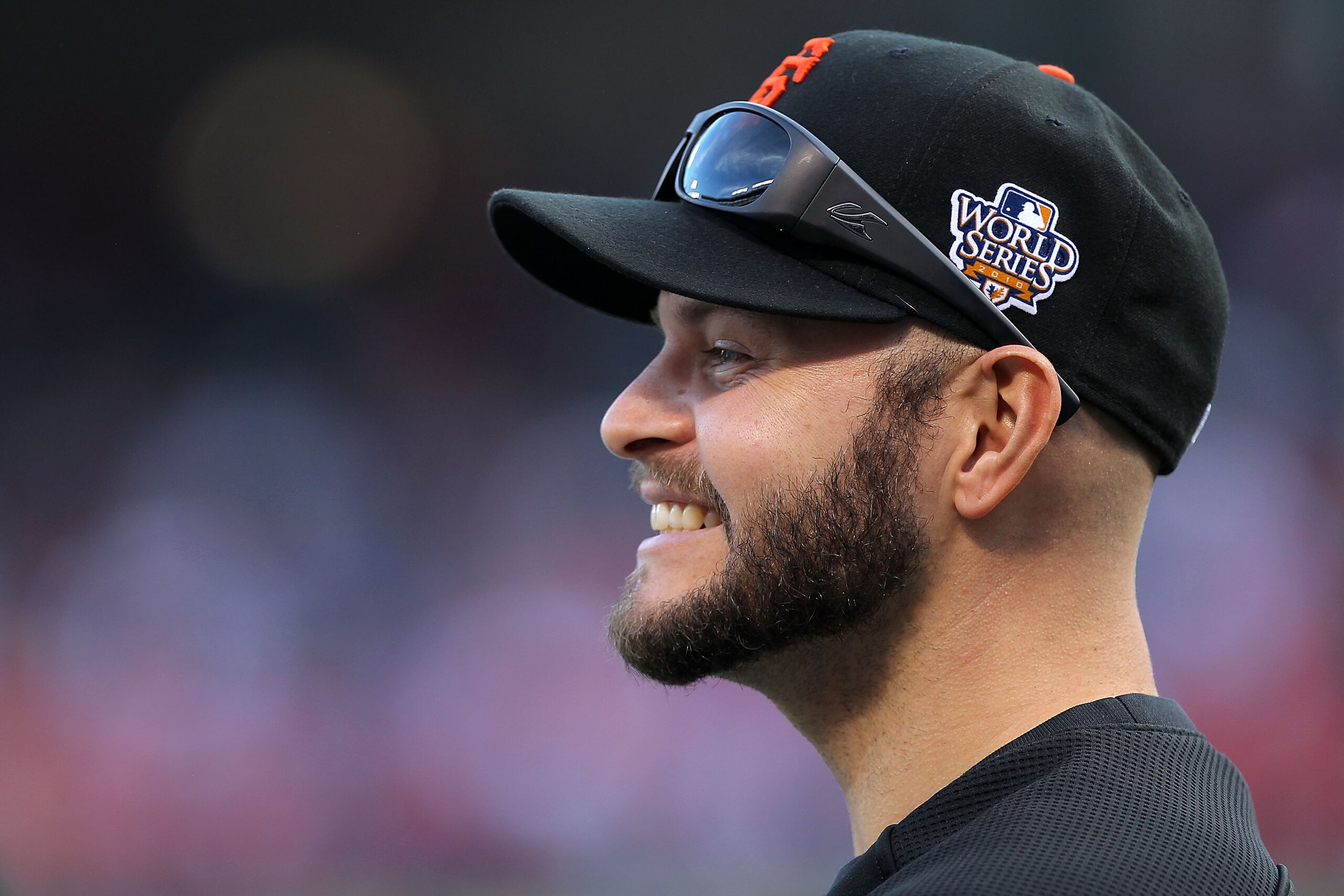 ARLINGTON, TX - NOVEMBER 01:  Cody Ross of the San Francisco Giants looks on during batting practice against the Texas Rangers in Game Five of the 2010 MLB World Series at Rangers Ballpark in Arlington on November 1, 2010 in Arlington, Texas.  (Photo by D