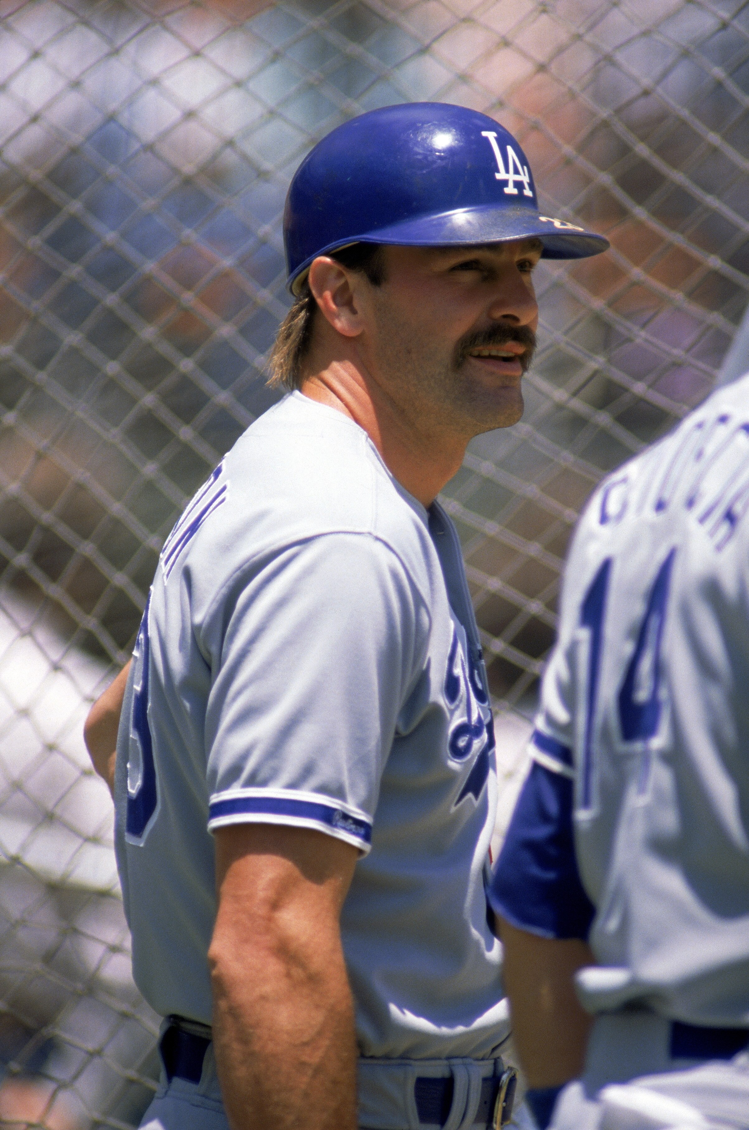 SAN DIEGO - 1988:  Outfielder Kirk Gibson #23 of the Los Angeles Dodgers before a 1988 season game against the San Diego Padres at Jack Murphy Stadium in San Diego, California.  (Photo by Stephen Dunn/Getty Images)