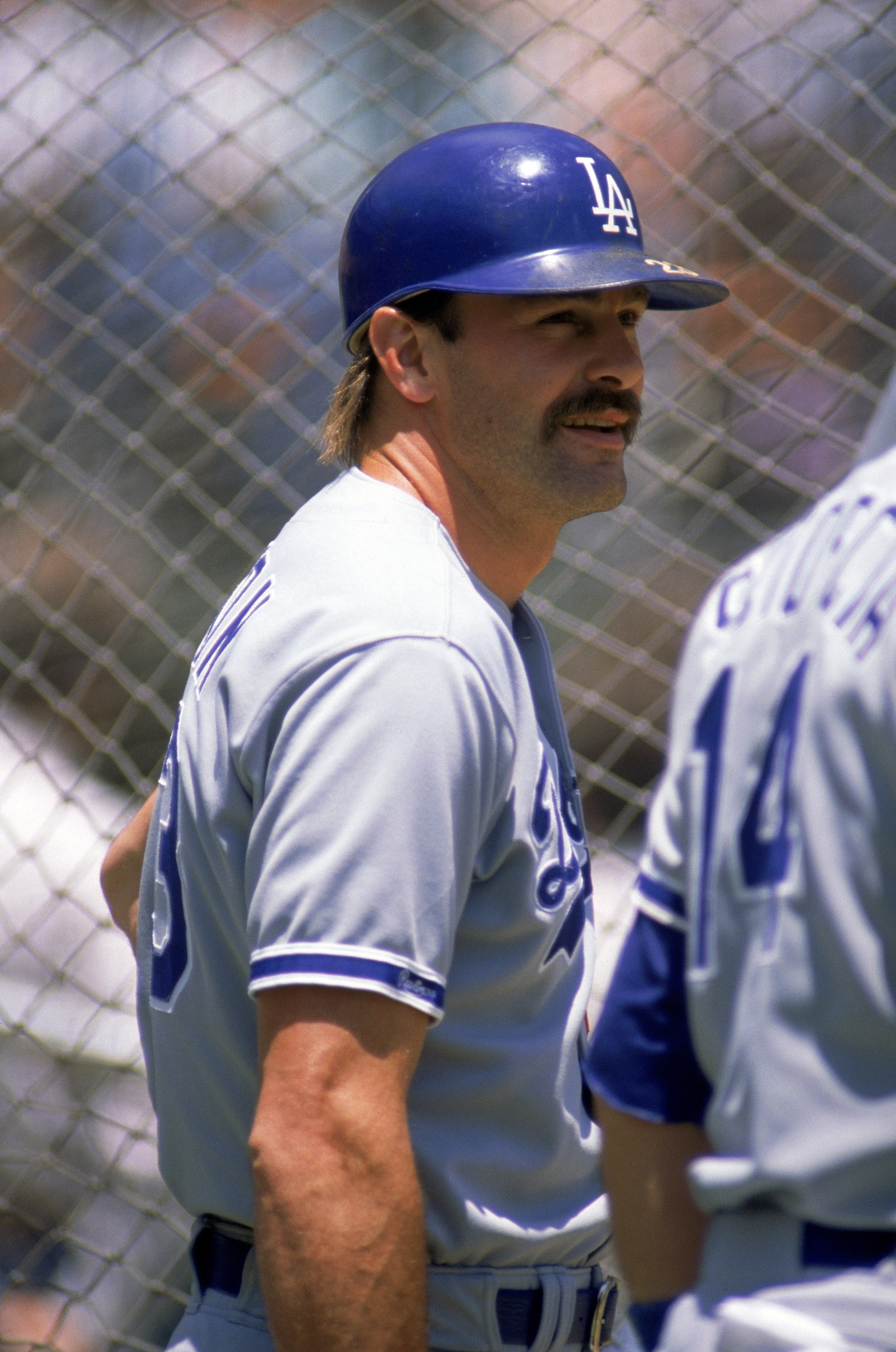 SAN DIEGO - 1988:  Outfielder Kirk Gibson #23 of the Los Angeles Dodgers before a 1988 season game against the San Diego Padres at Jack Murphy Stadium in San Diego, California.  (Photo by Stephen Dunn/Getty Images)
