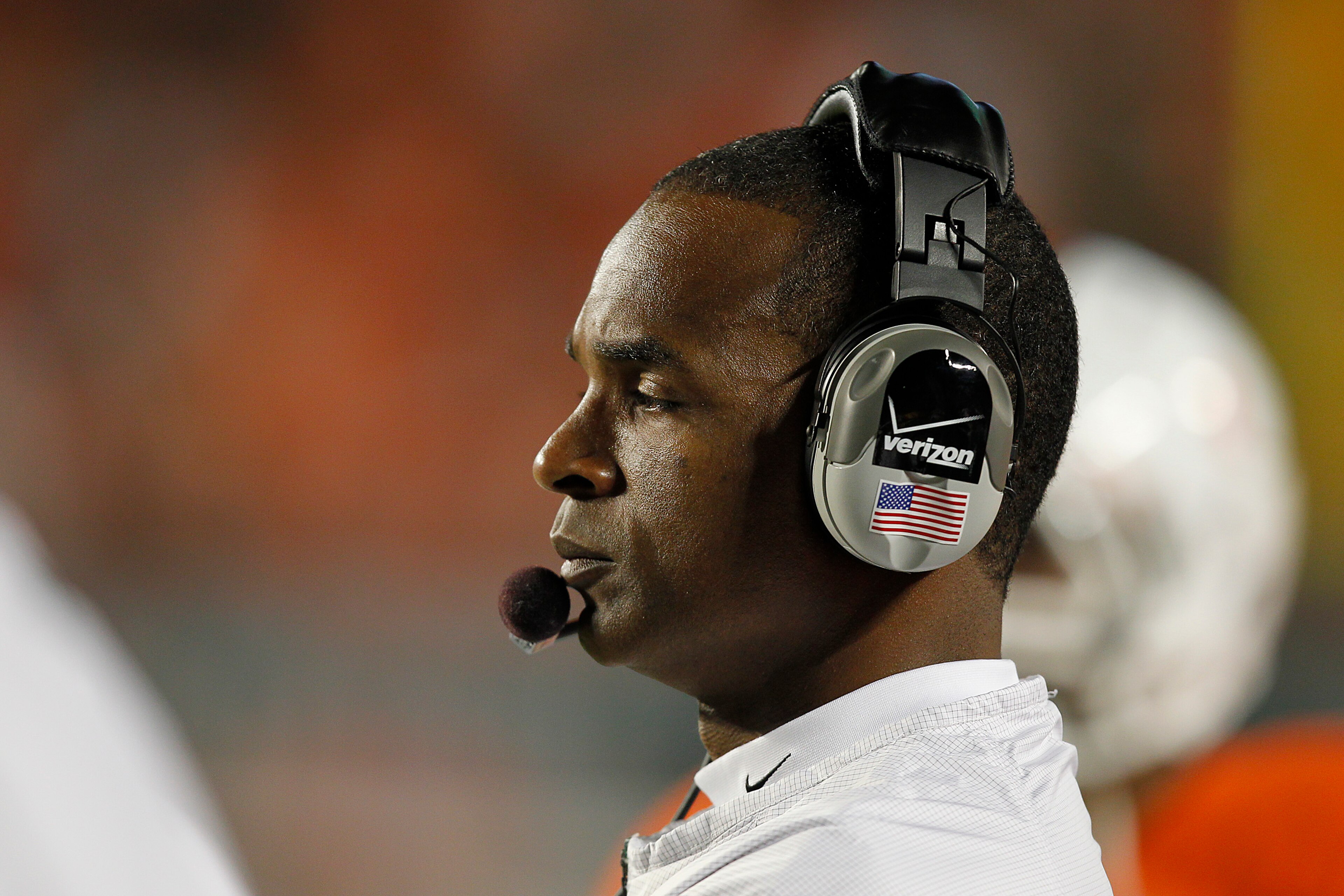 MIAMI, FL - OCTOBER 9: Head coach Randy Shannon of the Miami Hurricanes watches second half action against the Florida State Seminoles on October 9, 2010 at Sun Life Stadium in Miami, Florida. The Seminoles defeated the Hurricanes 45-17. (Photo by Joel Au