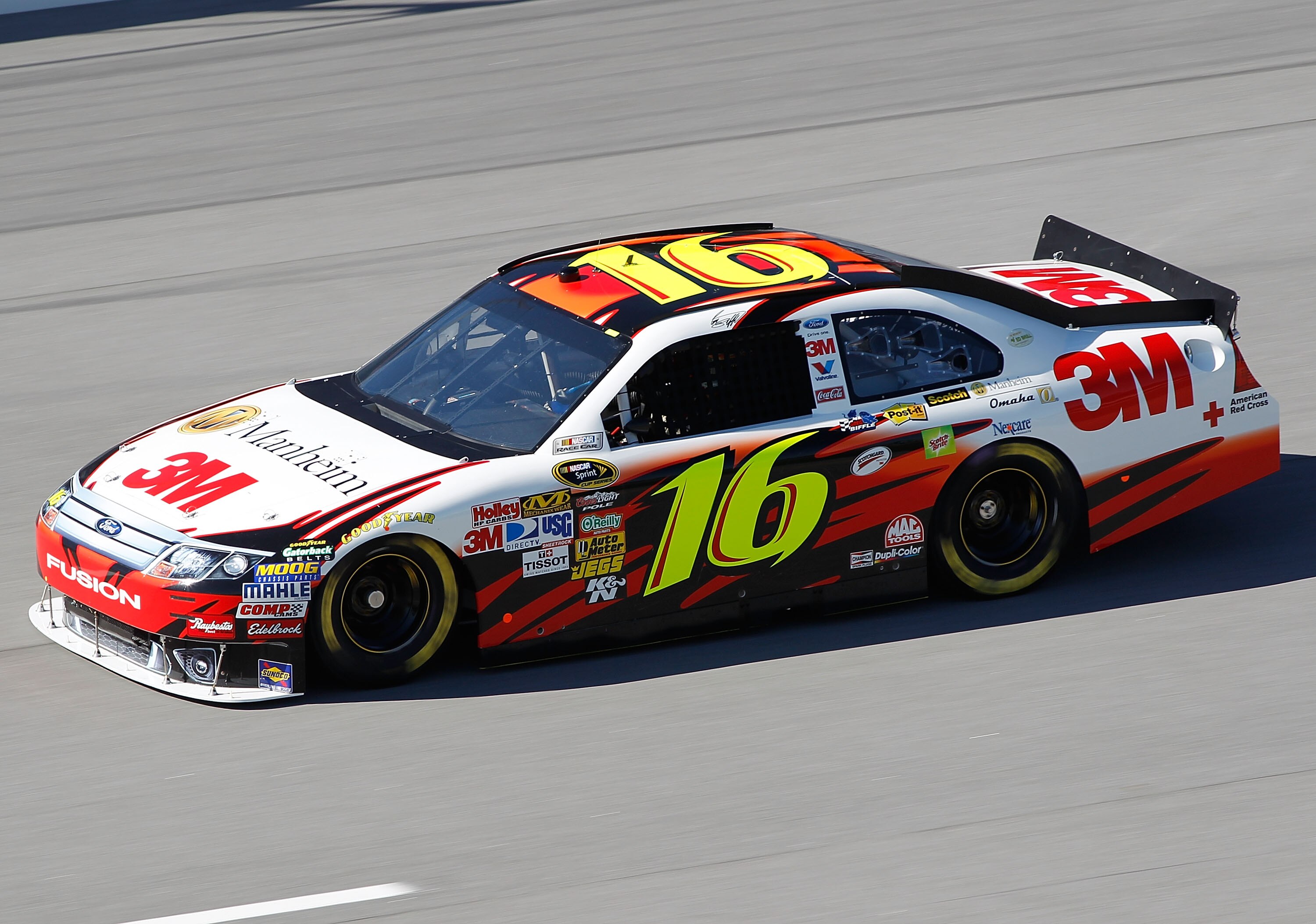 TALLADEGA, AL - OCTOBER 29:  Greg Biffle, drives the #16 3M Ford during practice for the NASCAR Sprint Cup Series AMP Energy Juice 500 at Talladega Superspeedway on October 29, 2010 in Talladega, Alabama.  (Photo by Todd Warshaw/Getty Images)