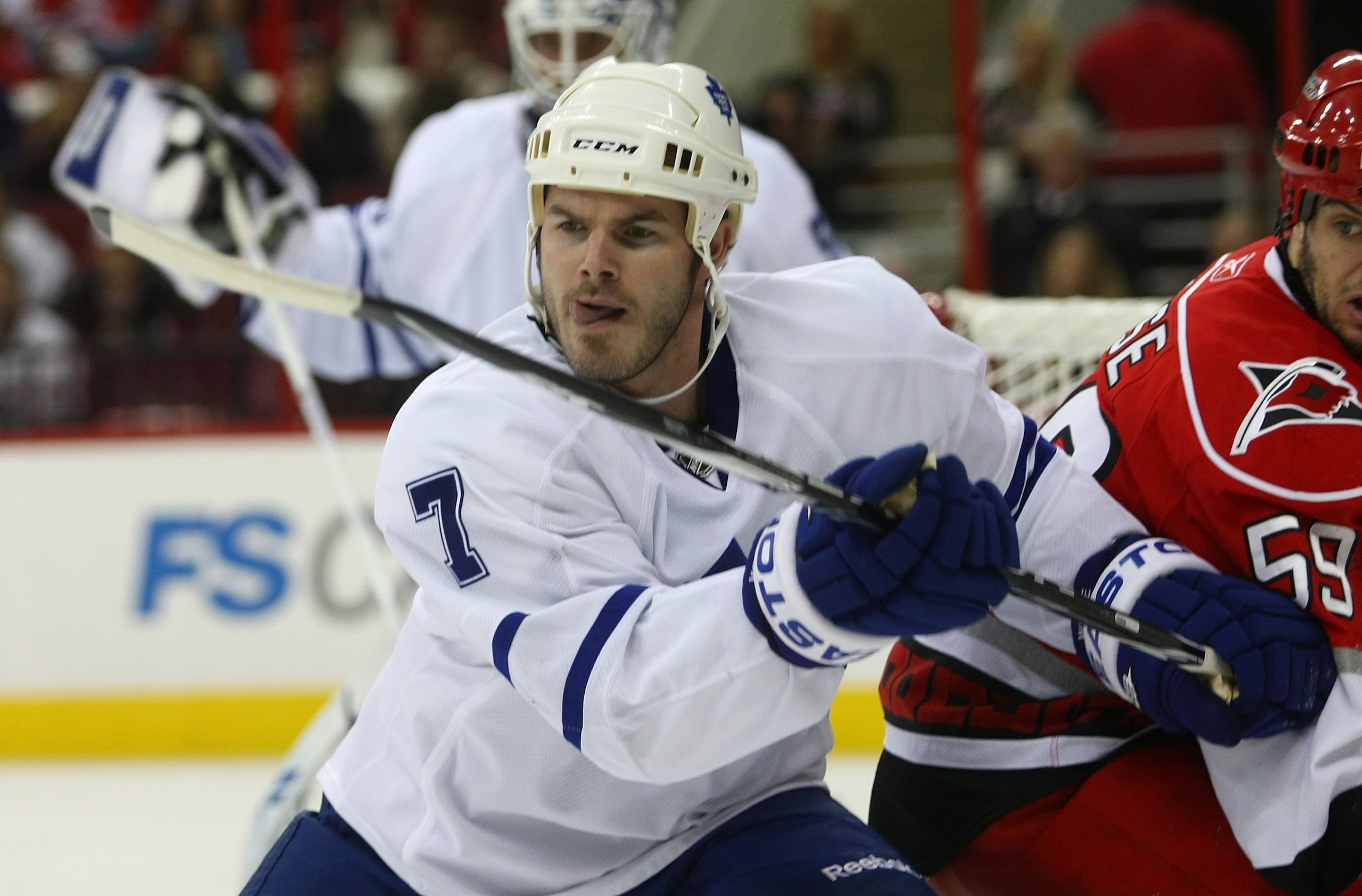 RALEIGH, NC - NOVEMBER 19: Ian White #7 of the Toronto Maple Leafs skates against the Carolina Hurricanes at the RBC Center on November 19, 2009 in Raleigh, North Carolina. (Photo by Bruce Bennett/Getty Images) RALEIGH, NC - NOVEMBER 19: Ian White #7 of the Toronto Maple Leafs skates against the Carolina Hurricanes at the RBC Center on November 19, 2009 in Raleigh, North Carolina. (Photo by Bruce Bennett/Getty Images)