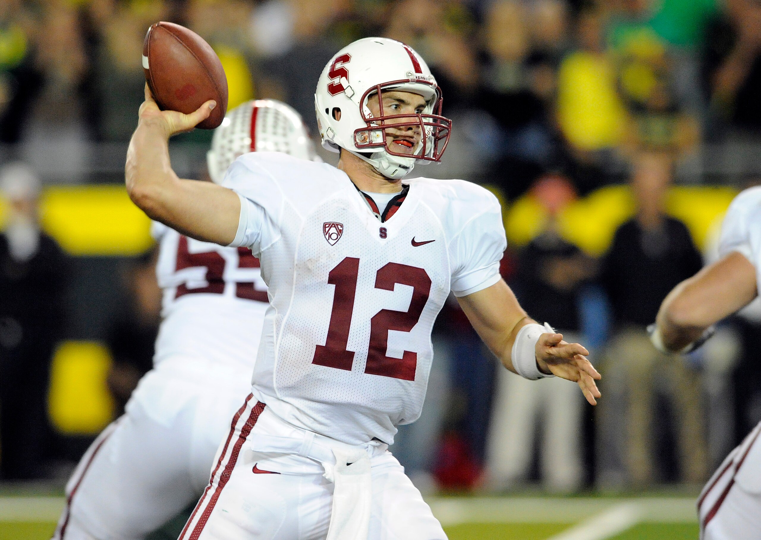 EUGENE, OR - OCTOBER 2: Quarterback Andrew Luck of the Stanford Cardinal passes the ball in the third quarter of the game against the Oregon Ducks at Autzen Stadium on October 2, 2010 in Eugene, Oregon. Oregon won the game 52-31. (Photo by Steve Dykes/Get