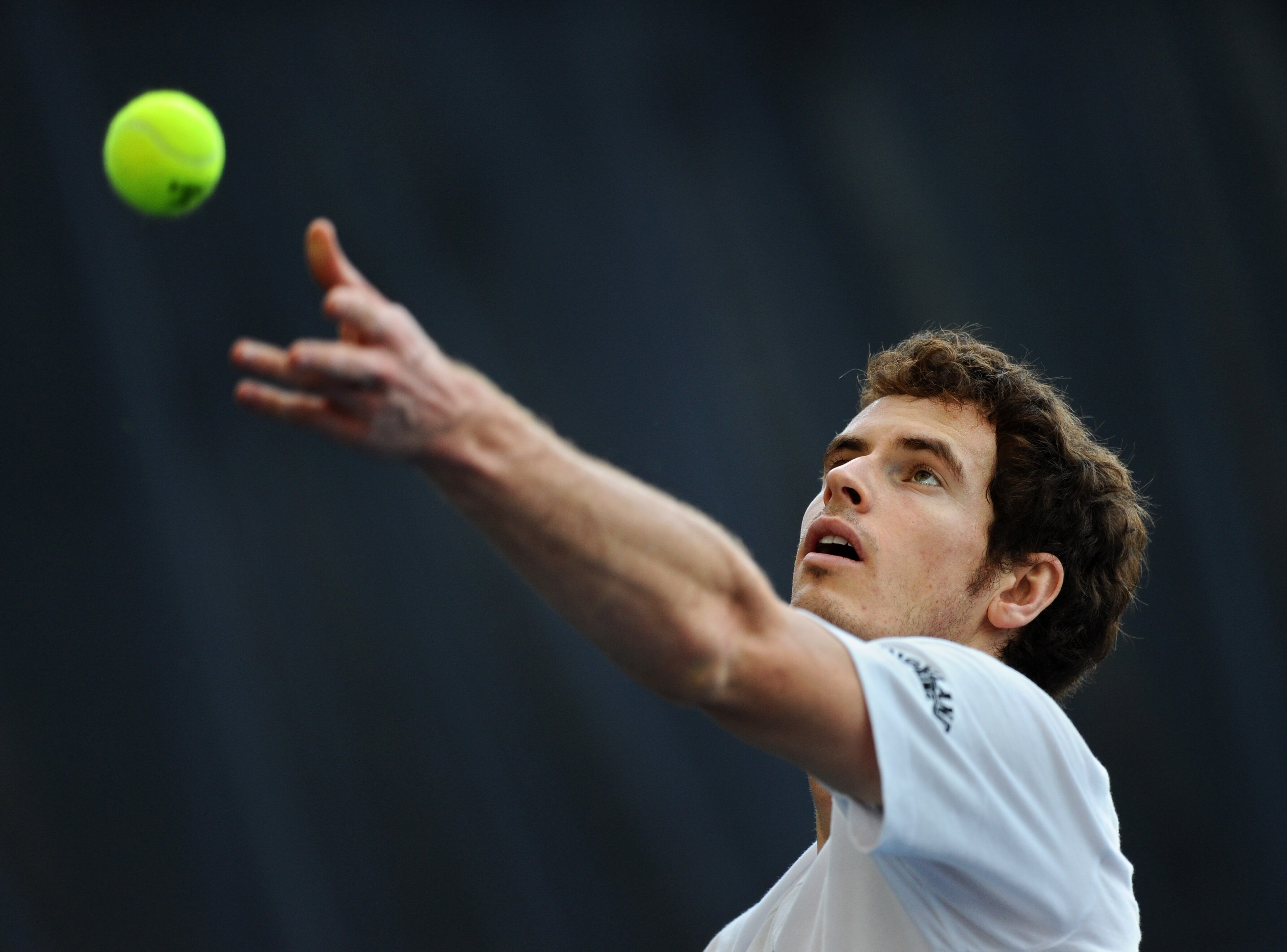 VALENCIA, SPAIN - NOVEMBER 01:  Andy Murray of Great Britain serves the ball during a training session for the ATP 500 World Tour Valencia Open tennis tournament at the Ciudad de las Artes y las Ciencias on November 1, 2010 in Valencia, Spain.  (Photo by