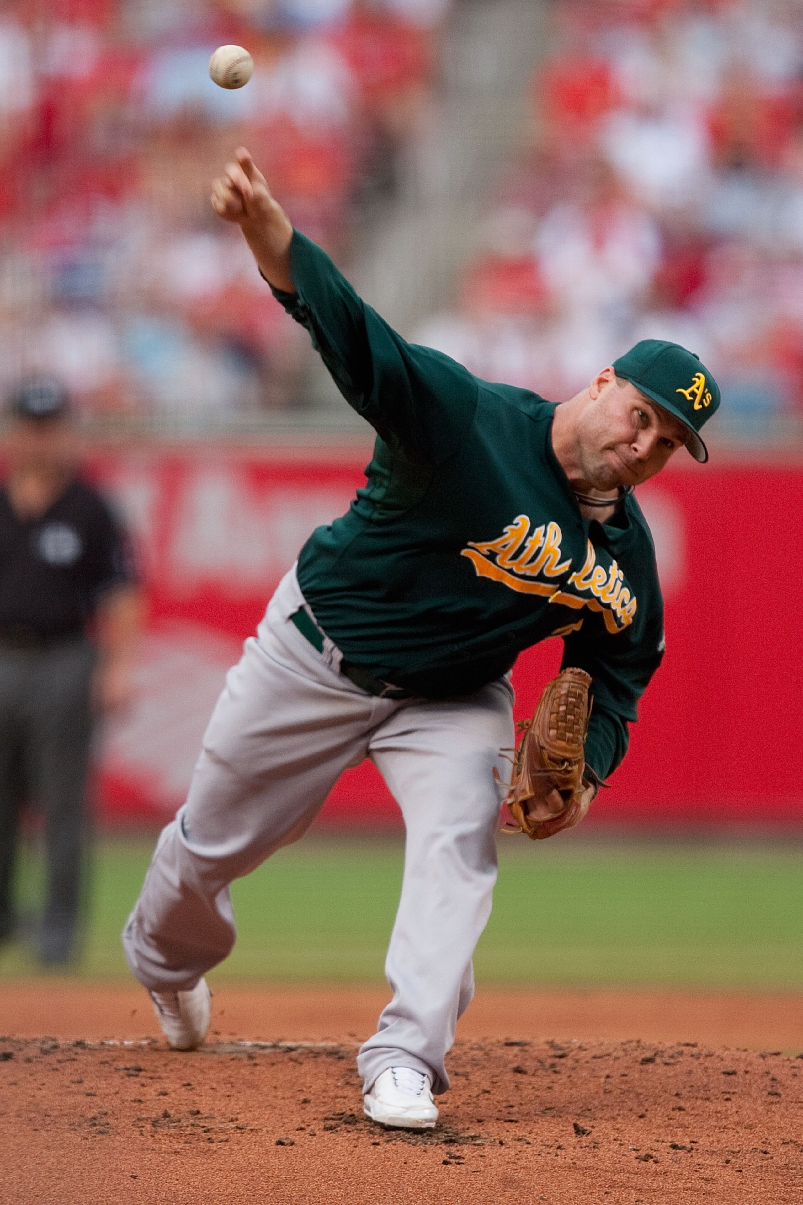 ST. LOUIS - JUNE 19: Starting pitcher Ben Sheets #15 of the Oakland Athletics throws home against the St. Louis Cardinals at Busch Stadium on June 19, 2010 in St. Louis, Missouri. (Photo by Dilip Vishwanat/Getty Images) ST. LOUIS - JUNE 19: Starting pitcher Ben Sheets #15 of the Oakland Athletics throws home against the St. Louis Cardinals at Busch Stadium on June 19, 2010 in St. Louis, Missouri. (Photo by Dilip Vishwanat/Getty Images)